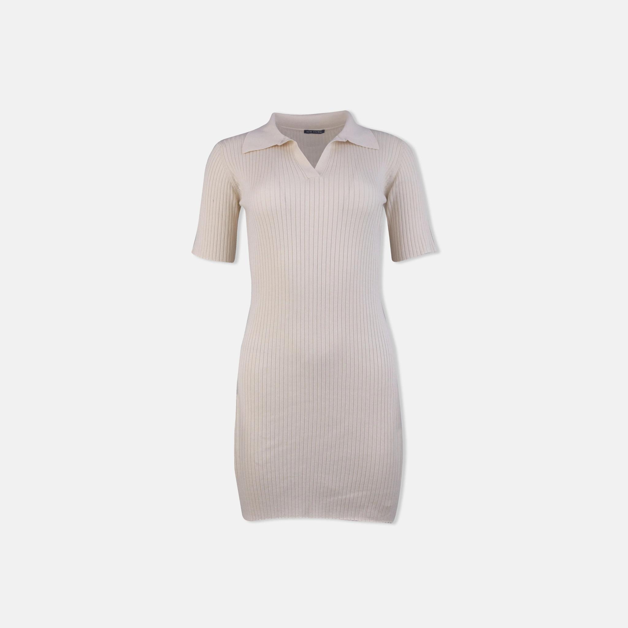 فستان بولو نسائي باللون البيج/الرمادي/الأسود alternative product image