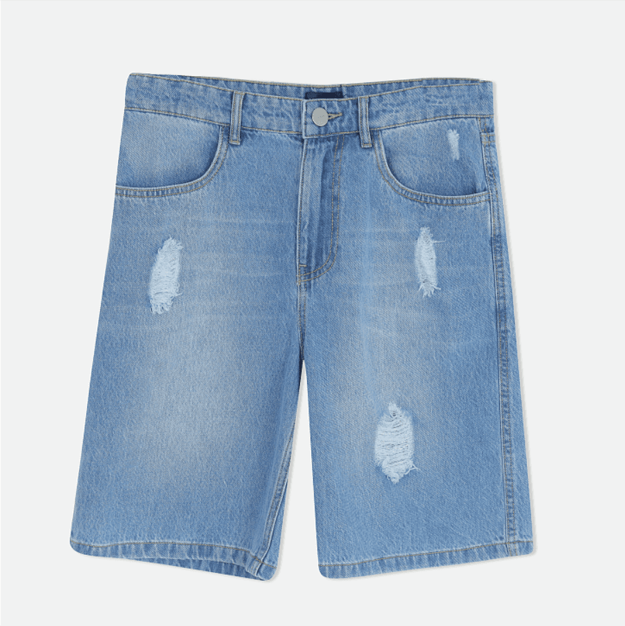 شورت جينز رجالي مريح وممزق - جاهز للصيف alternative product image
