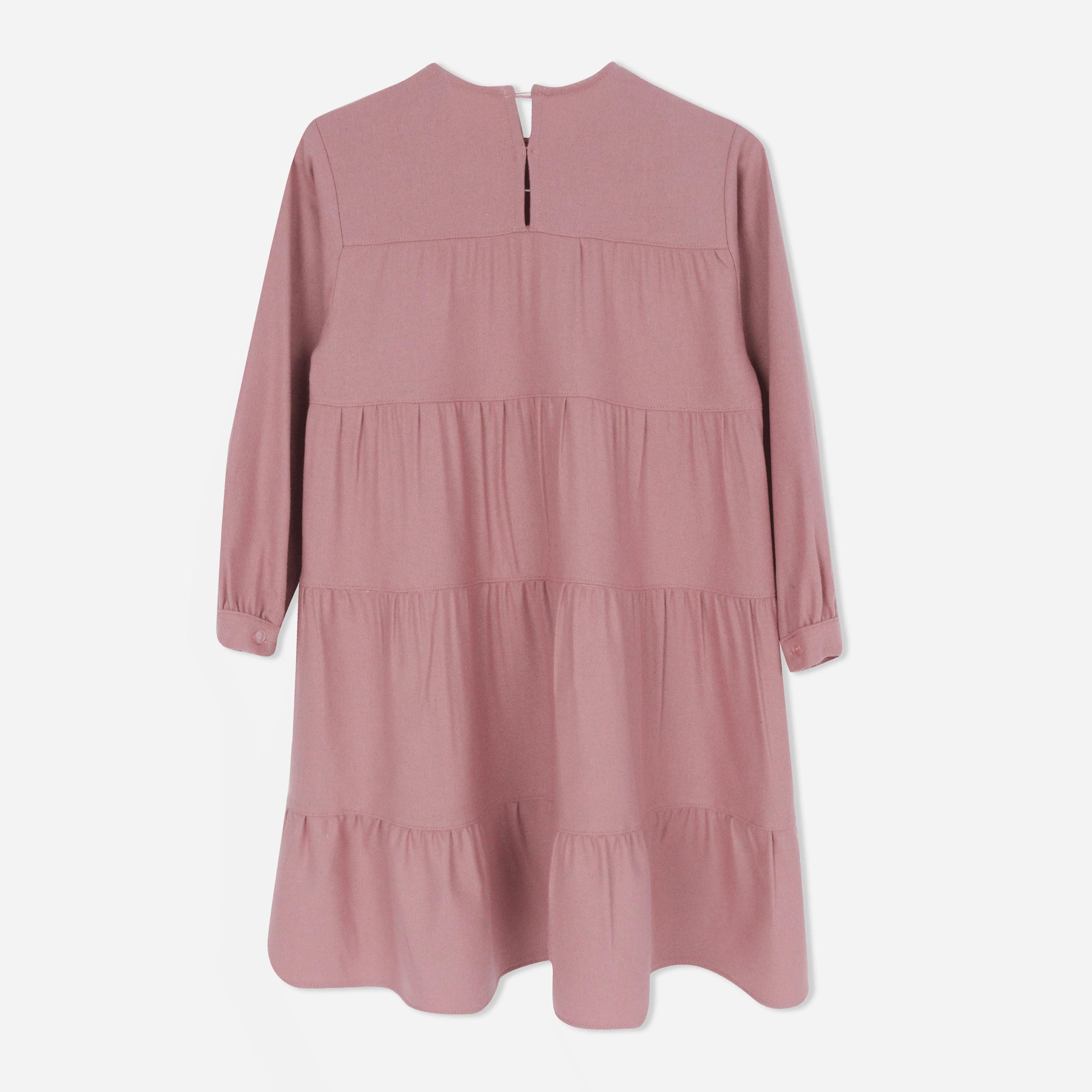 فستان بناتي متعدد الطبقات بأكمام طويلة Thumbnail 3