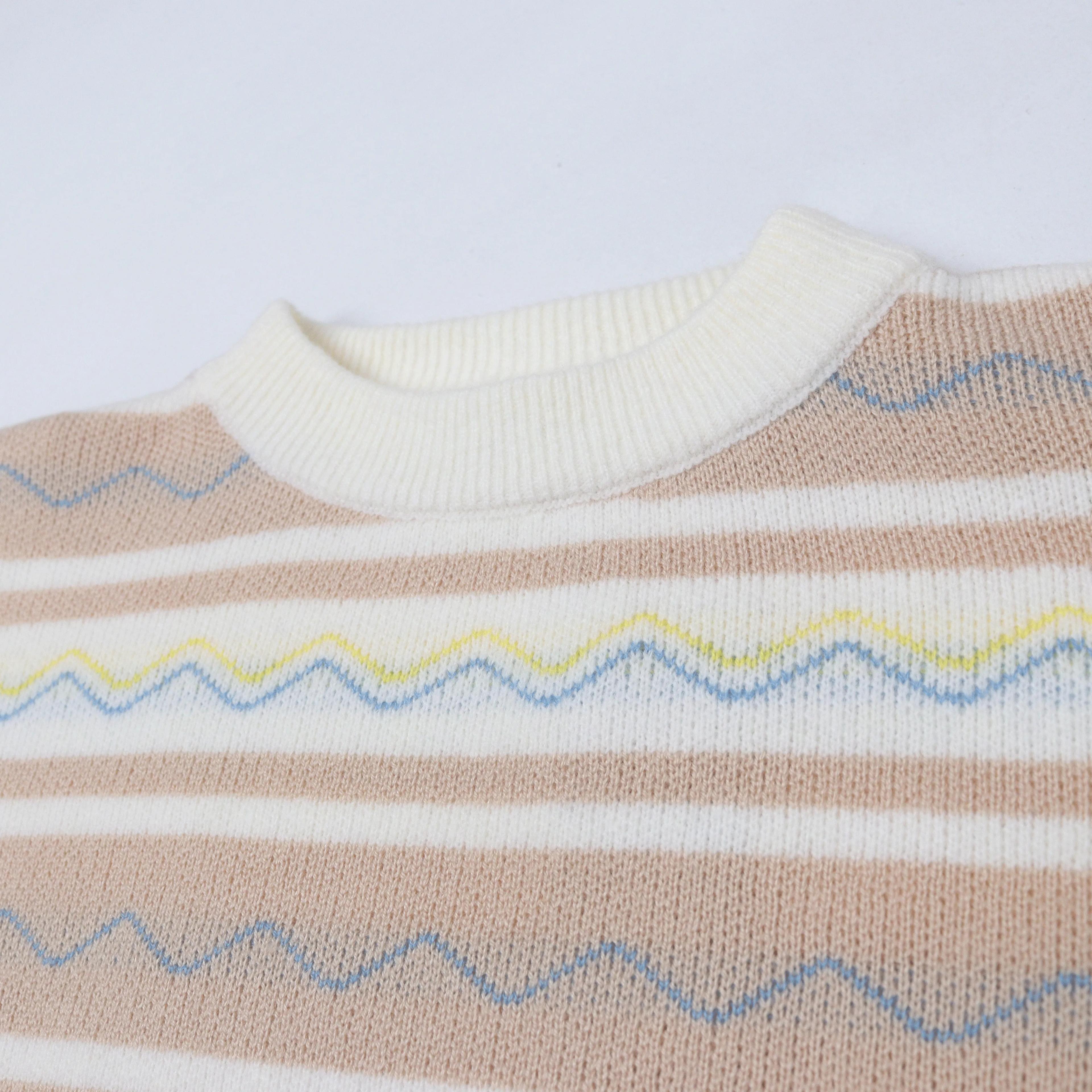 سترة مخططة محبوكة برقبة دائرية للأولاد Thumbnail 2