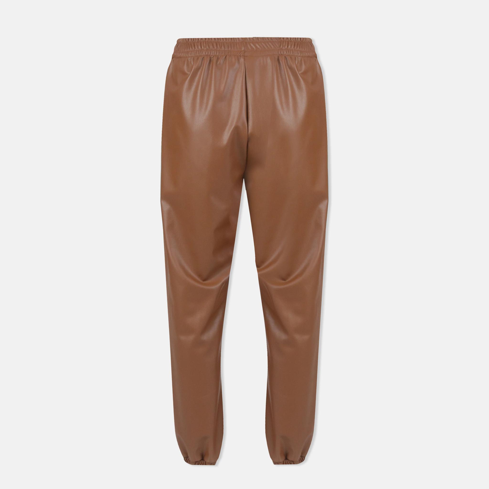 بنطال جوغر نسائي بتصميم ضيق من الجلد الصناعي media preview 3