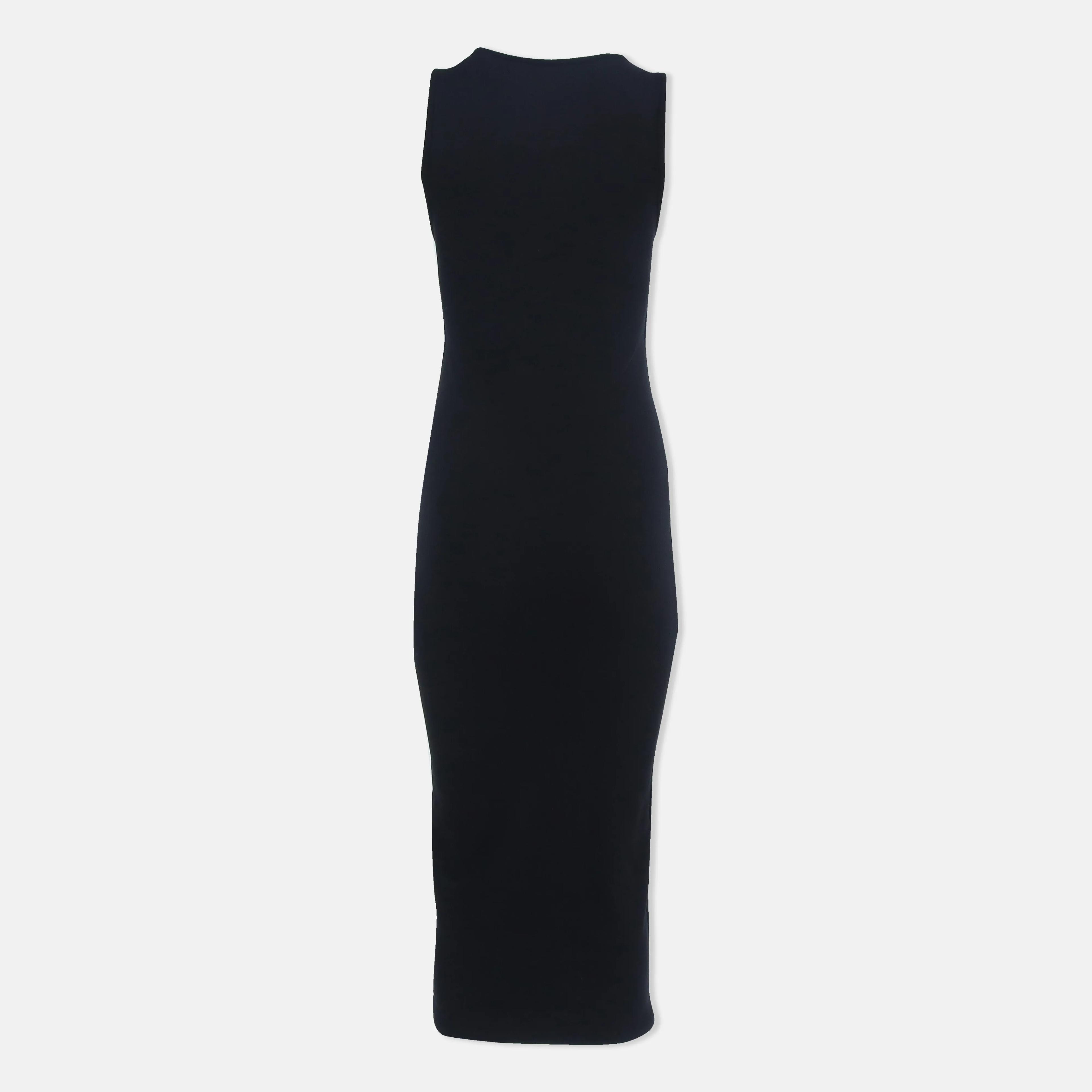 فستان ماكسي نسائي بدون أكمام بتصميم ضيق باللونين العنابي والأسود Thumbnail 3