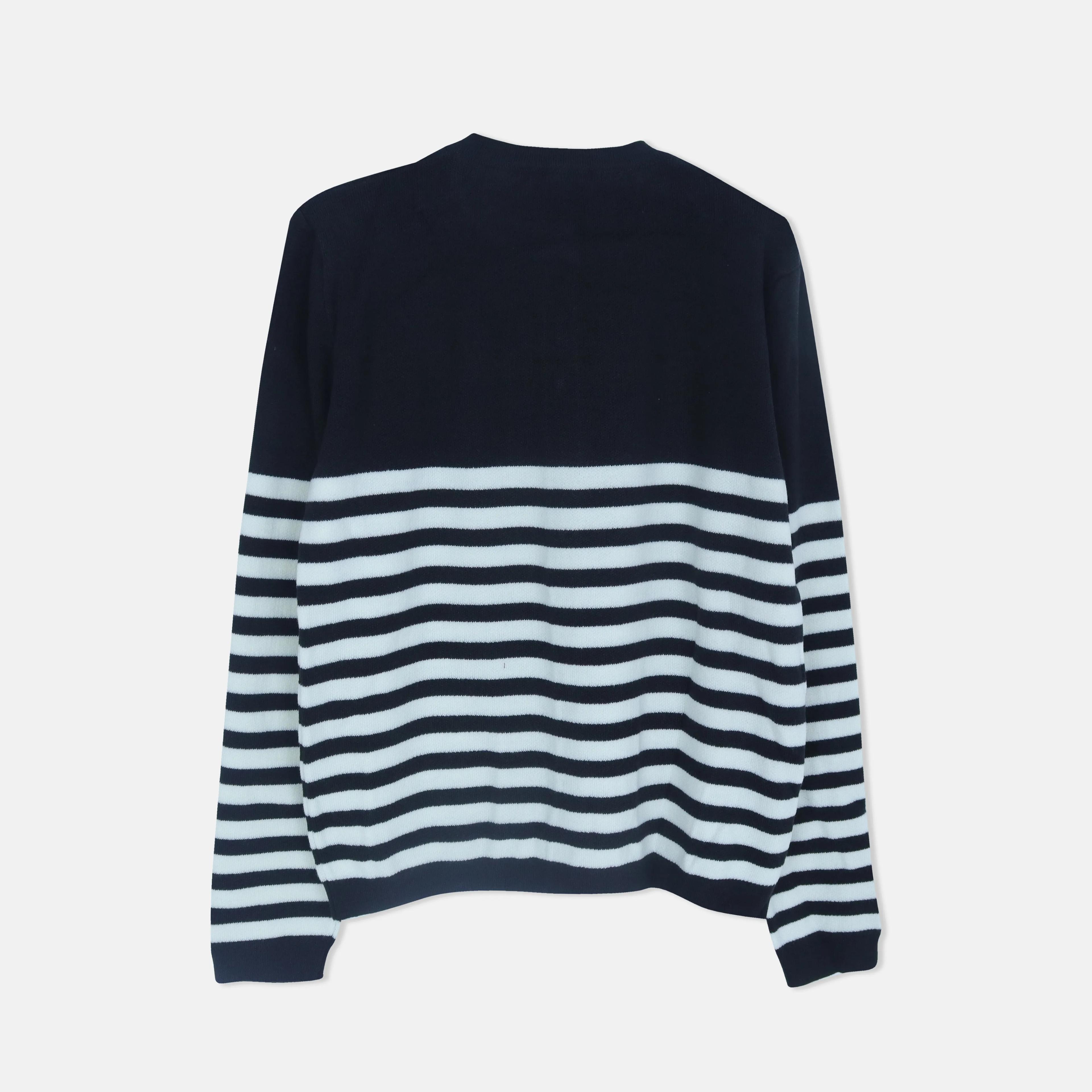 كارديجان نسائي مخطط برقبة دائرية وجيوب Thumbnail 5