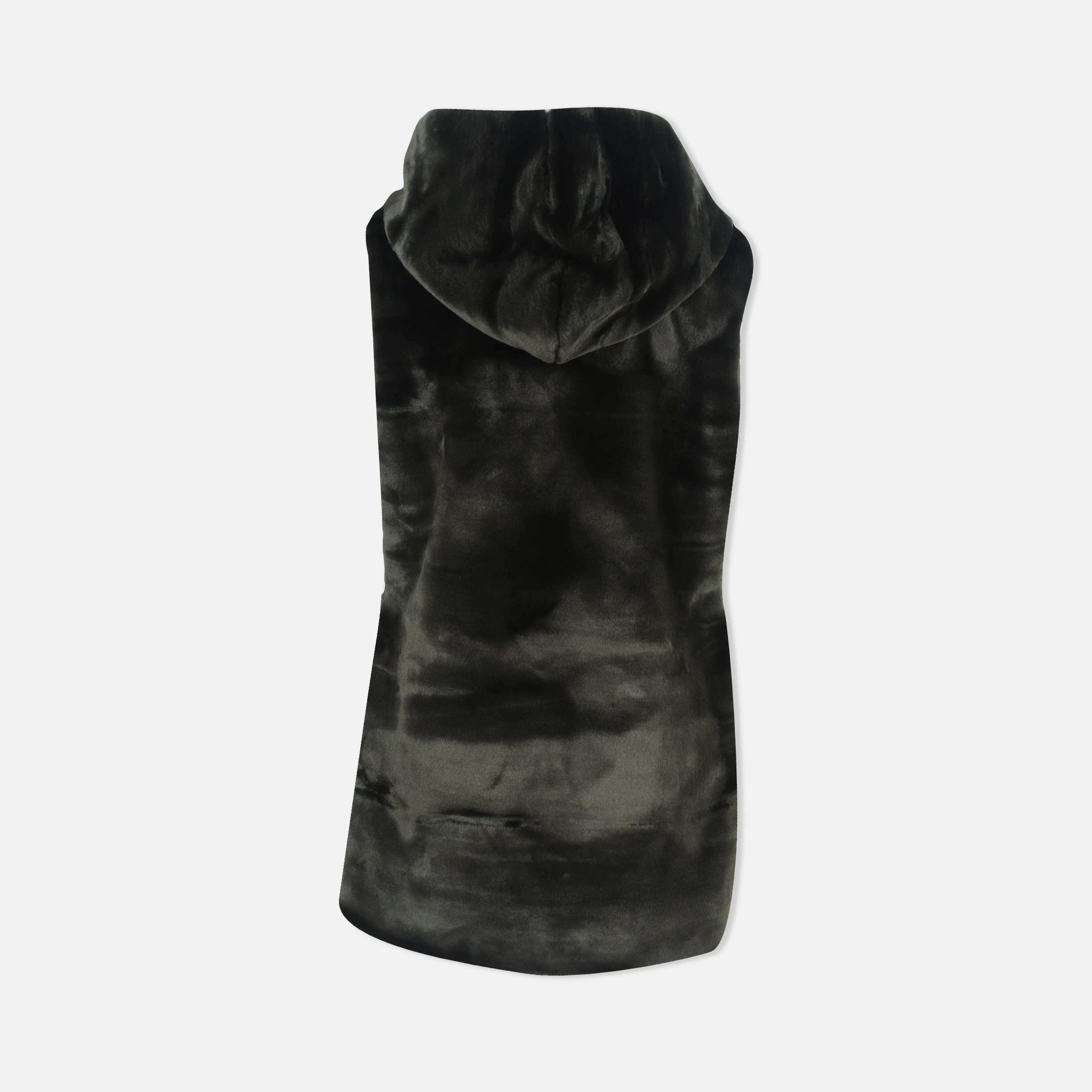 سترة نسائية بدون أكمام مزودة بغطاء رأس - مصنوعة من نسيج ناعم ومريح Thumbnail 3