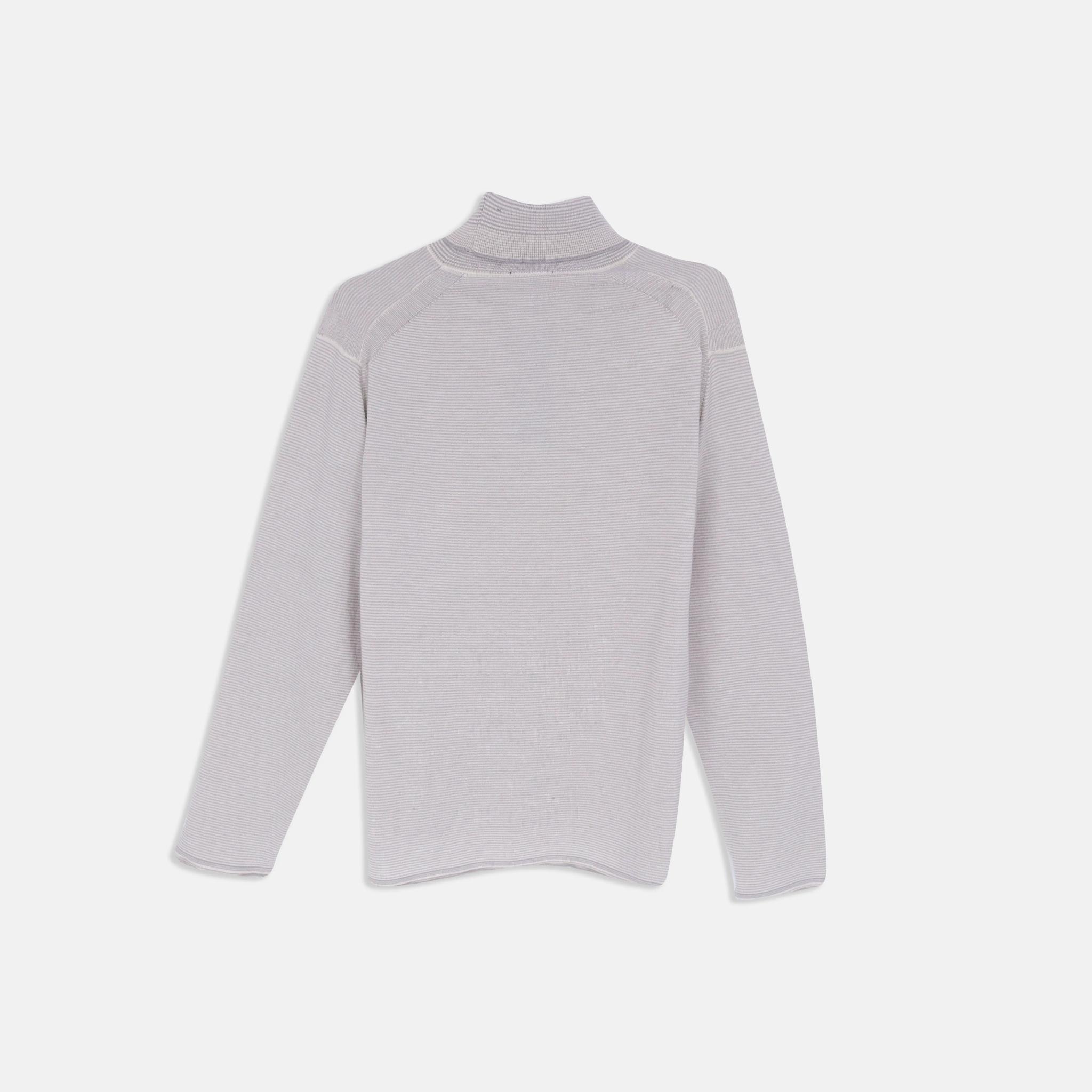 سترة رجالية من مزيج الصوف بأكمام طويلة ورقبة دائرية media preview 3