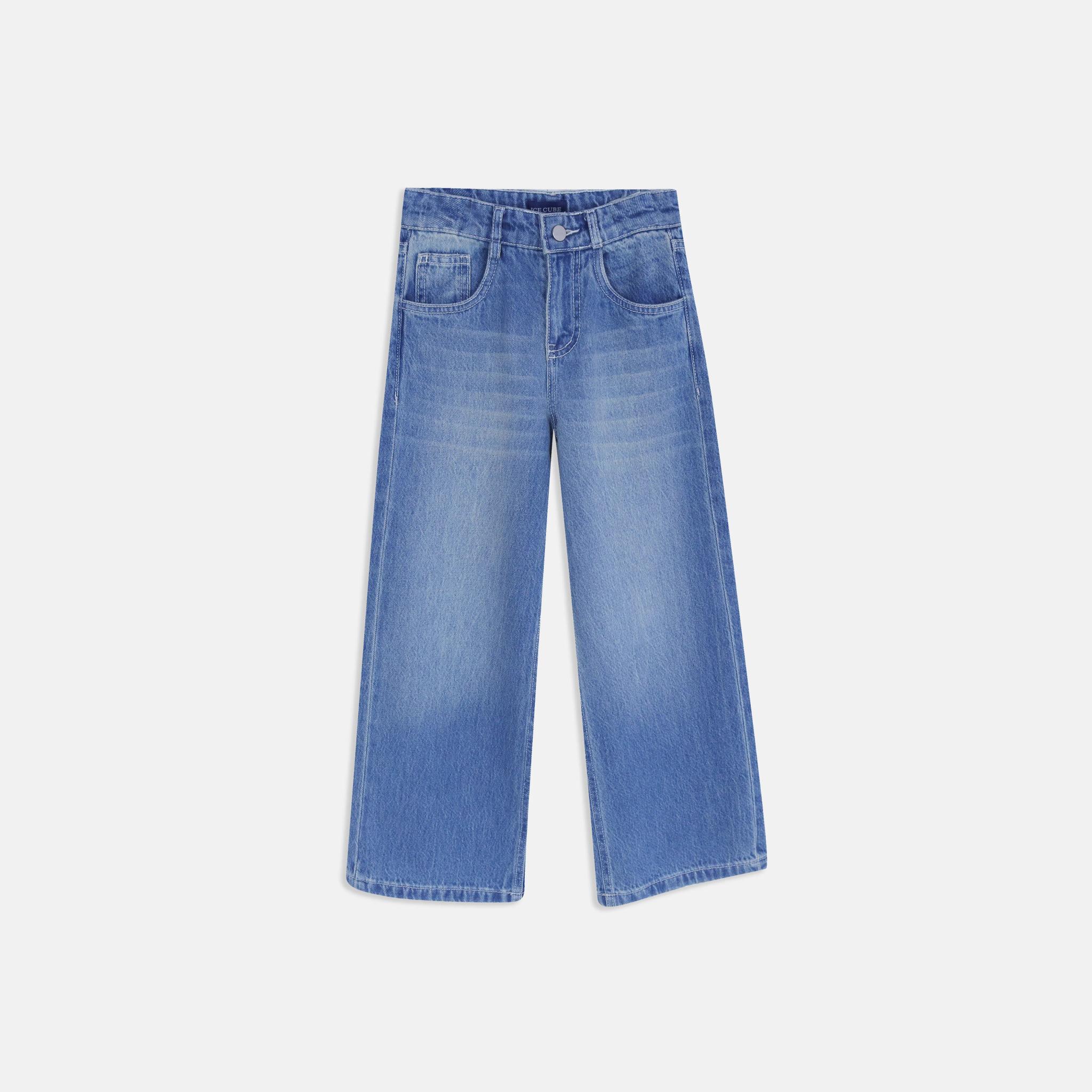 بنطلون جينز واسع الساق بخصر عالٍ للفتيات alternative product image