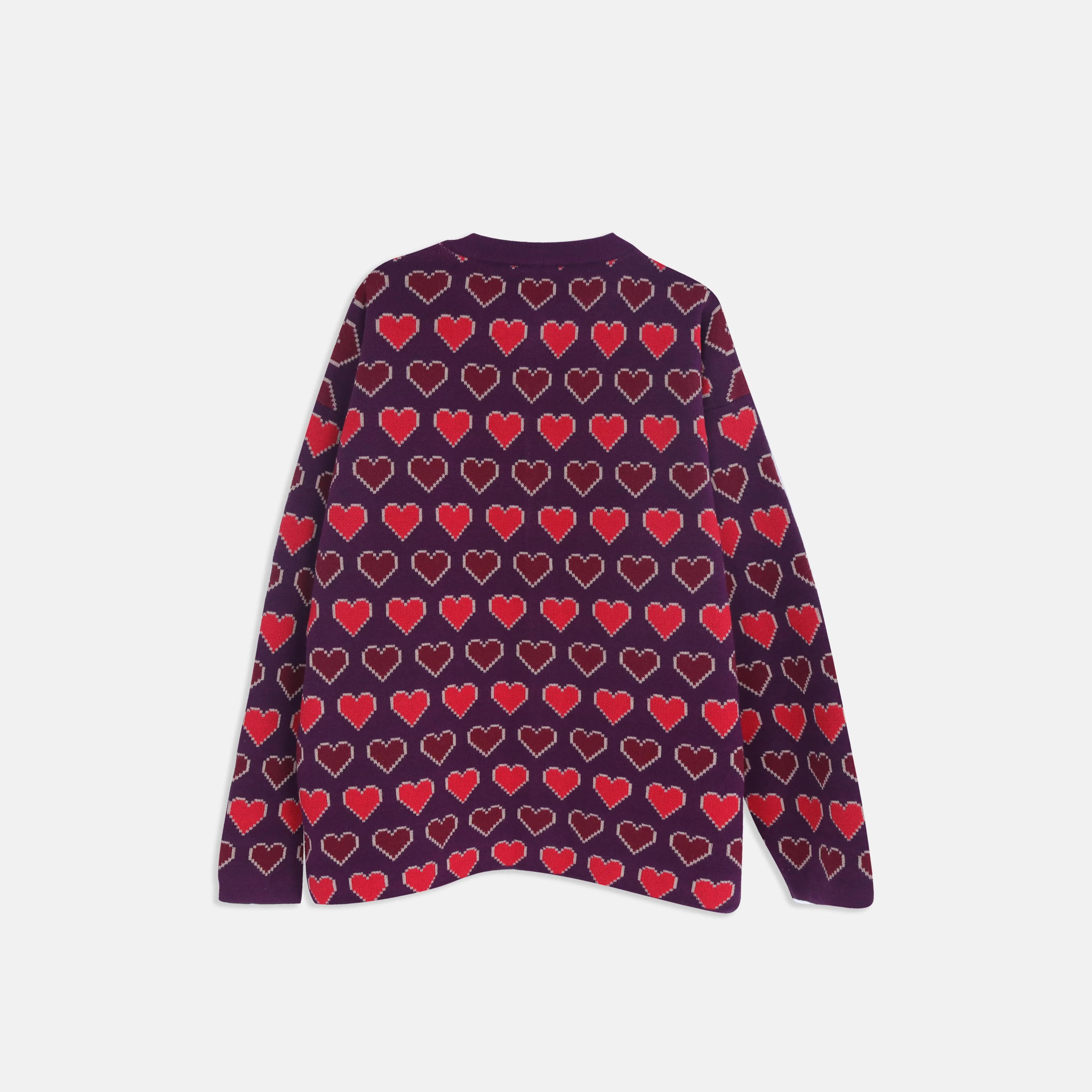 كارديجان نسائي بياقة دائرية بنقشة قلب Thumbnail 3