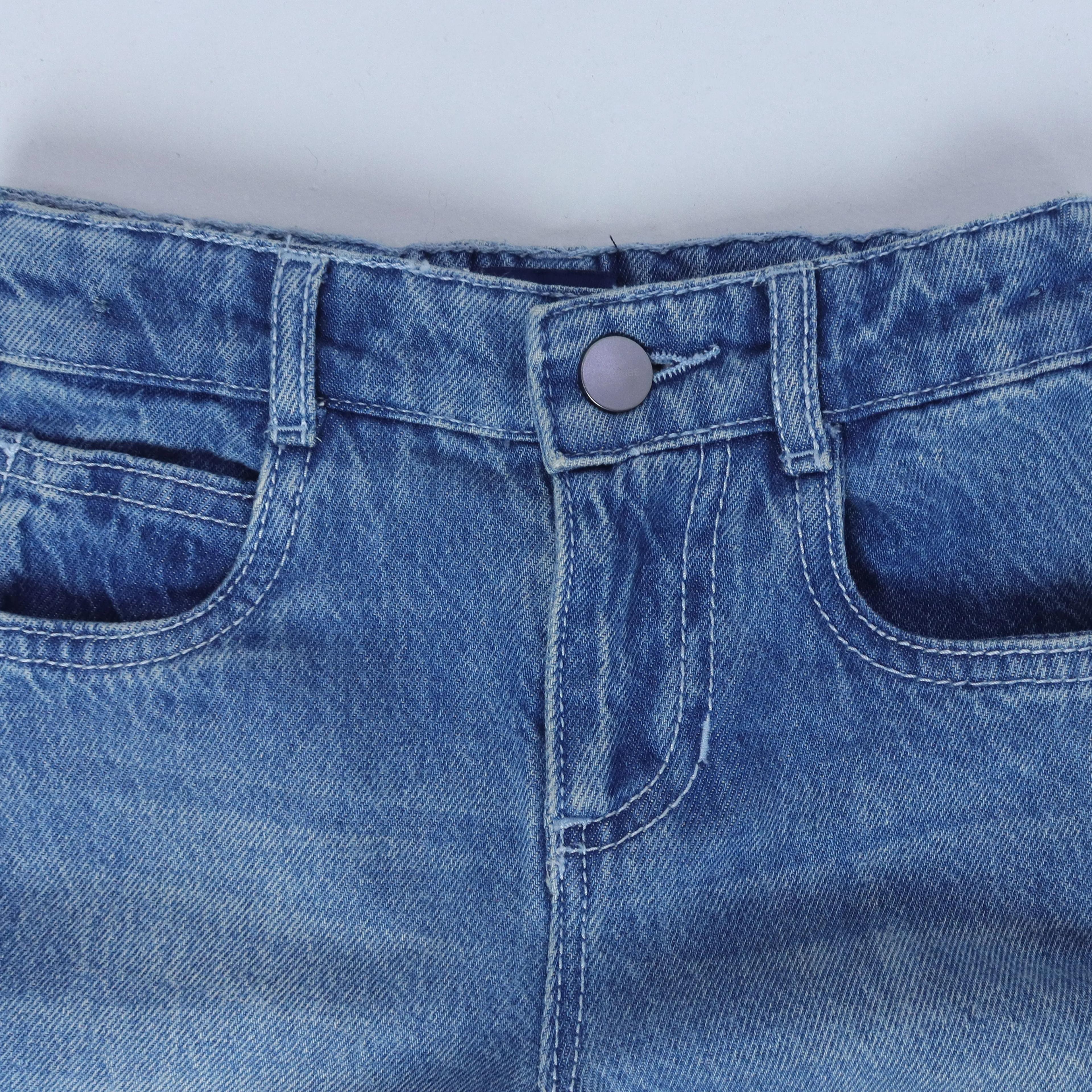 بنطلون جينز واسع الساق بتصميم كلاسيكي للفتيات Thumbnail 2