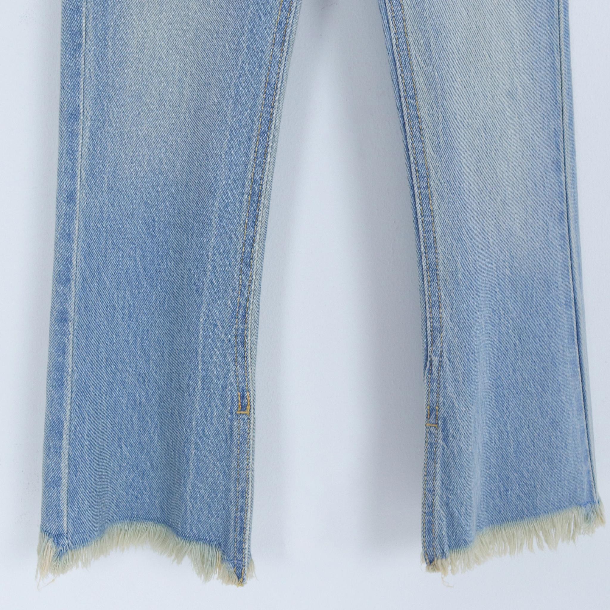 بنطلون جينز قصير واسع للبنات - دينم بحافة خام media preview 3