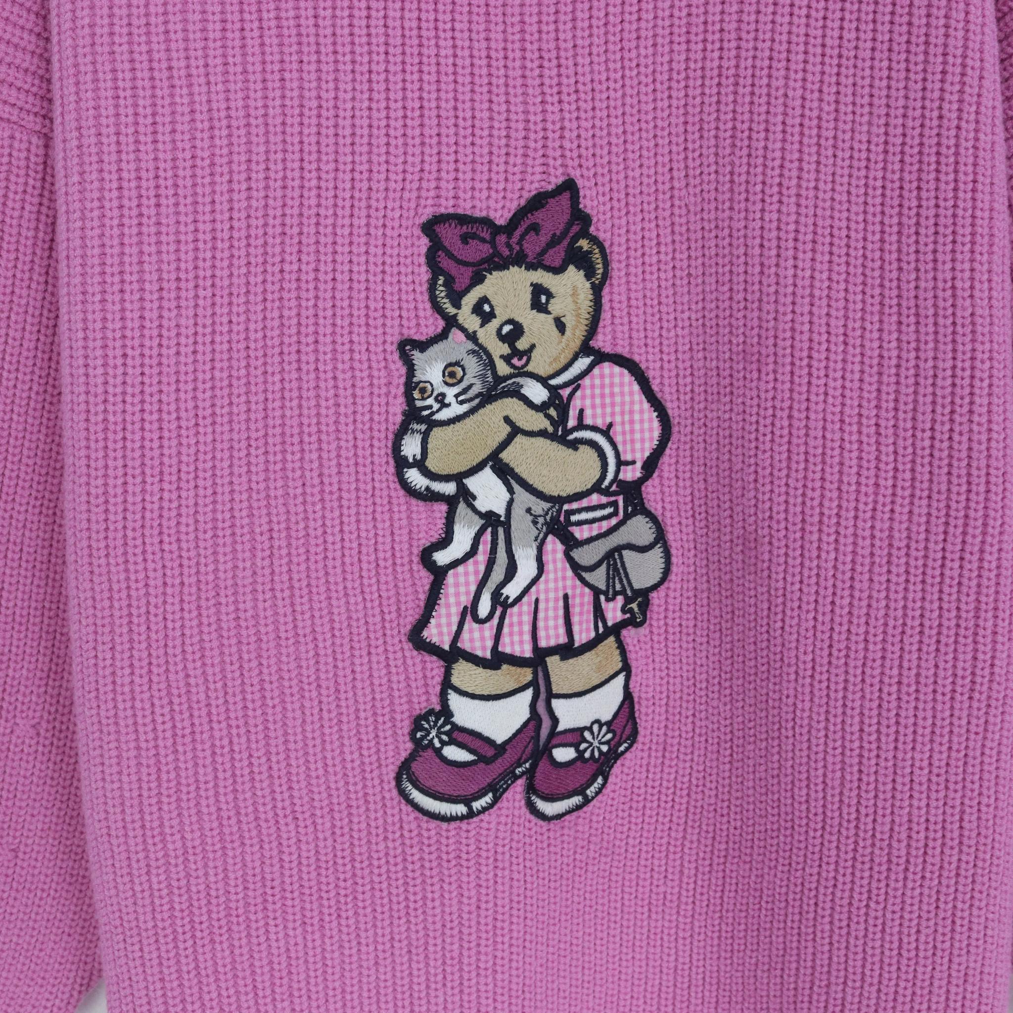 سترة نسائية طويلة محبوكة بطبعة دب media preview 3