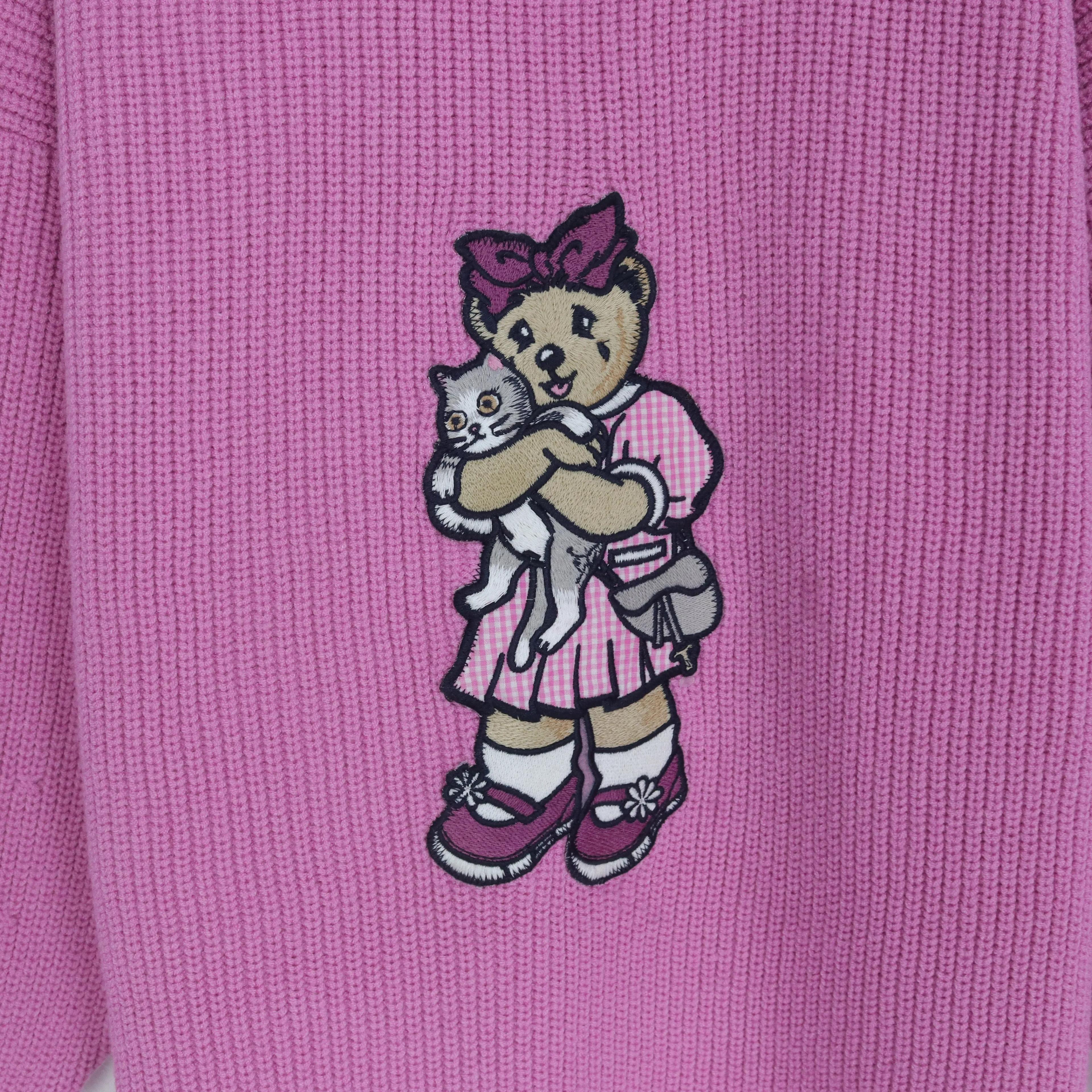 سترة نسائية طويلة محبوكة بطبعة دب Thumbnail 3