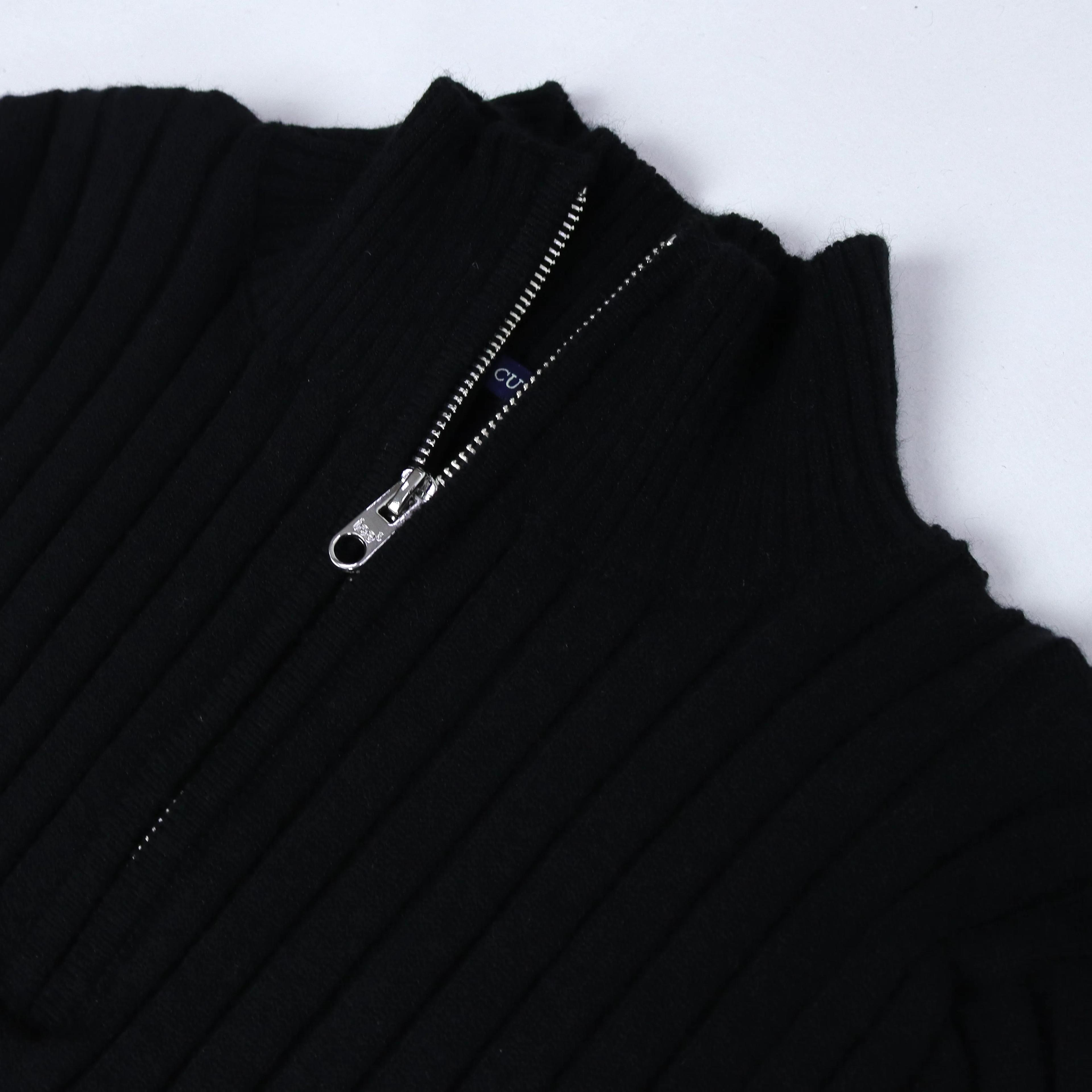 سترة رجالية محبوكة بنصف سحاب مضلع Thumbnail 2