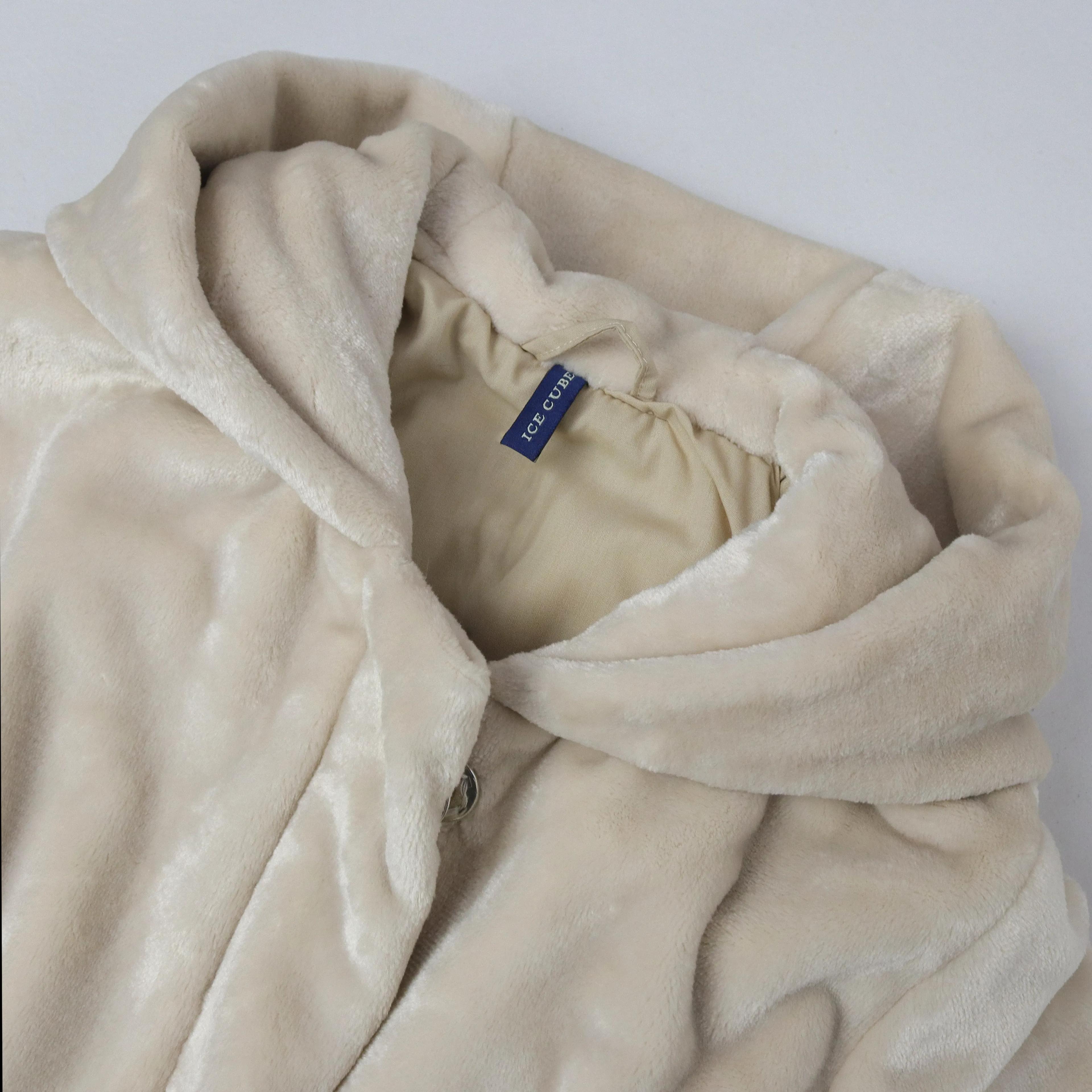 معطف بناتي فاخر ناعم الملمس بسحاب كامل وغطاء رأس. Thumbnail 2