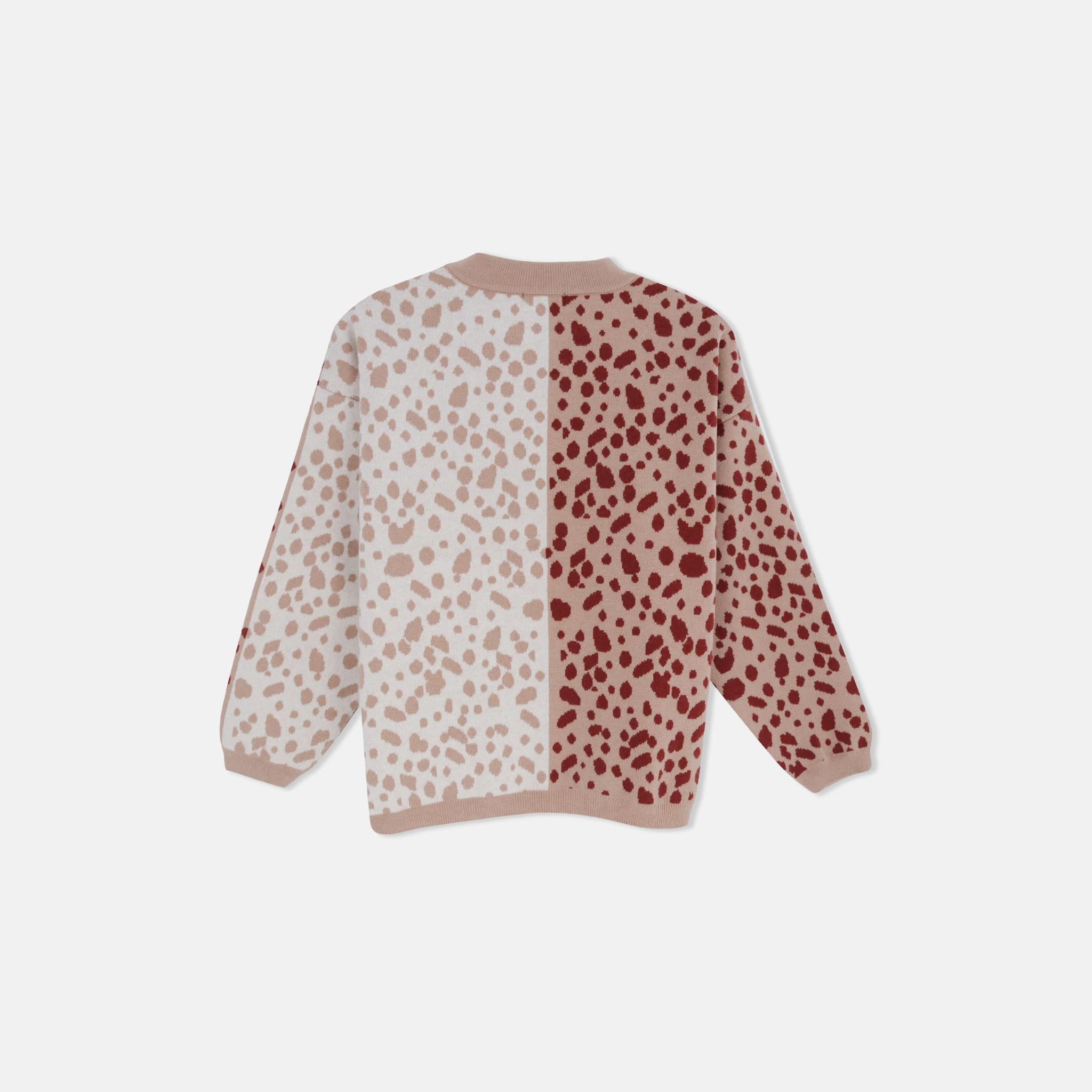 كنزة صوفية للبنات برقبة دائرية وطبعة جاكار media preview 3