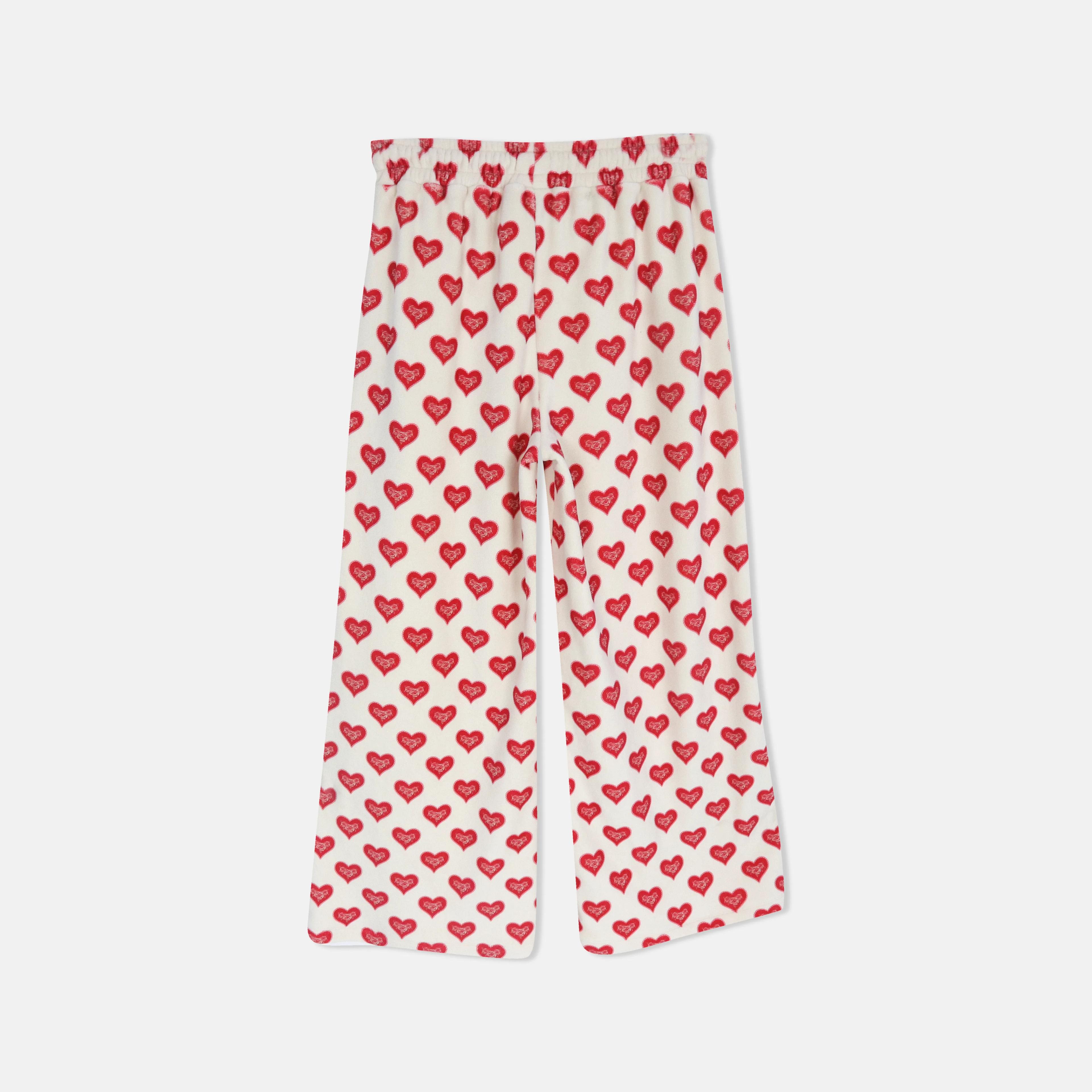 طقم ملابس منزلية مطبوع من قطعتين للنساء - بلوزة قصيرة وبنطال واسع الساقين Thumbnail 7