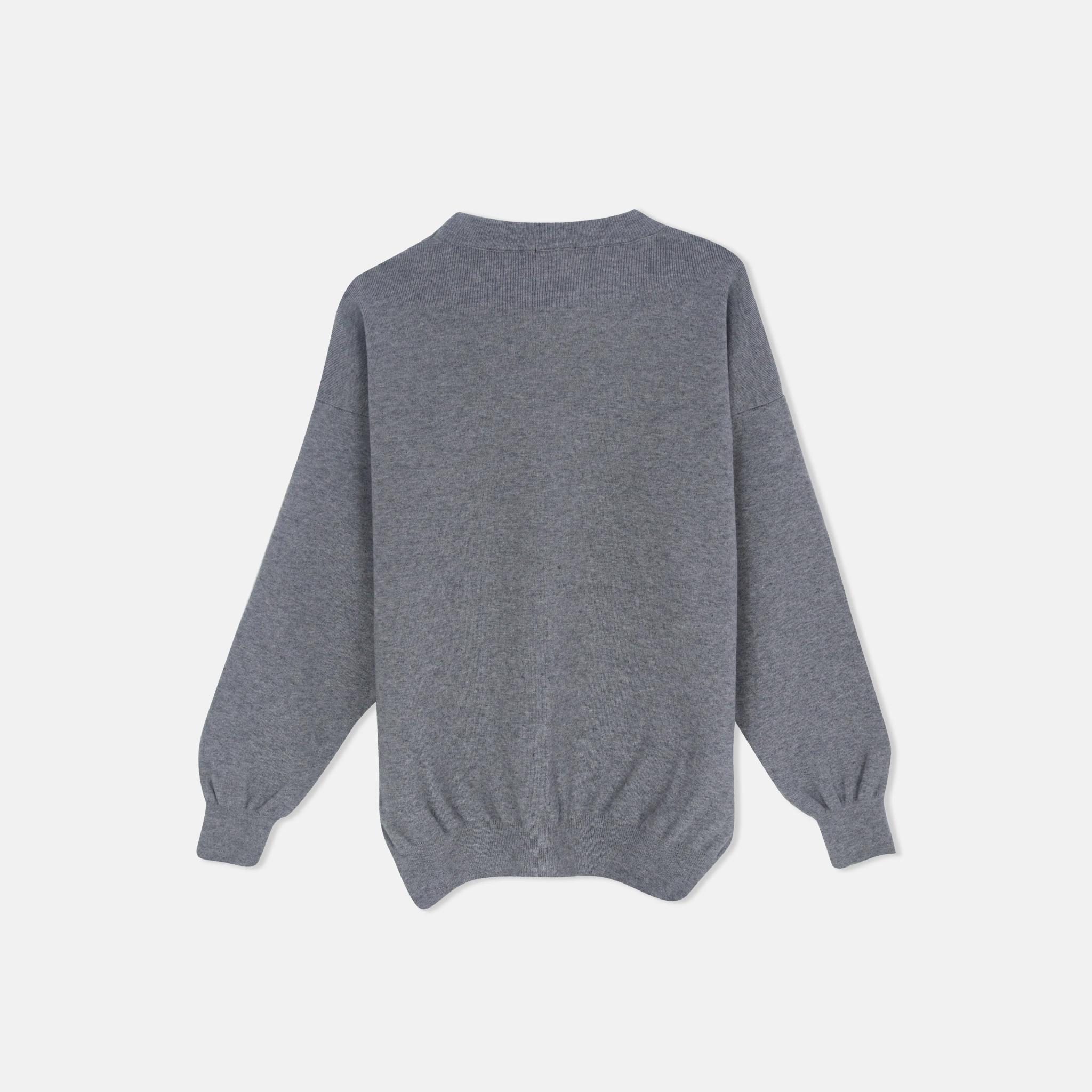 كنزة صوفية رجالية برقبة دائرية وجيب أمامي كبير media preview 4