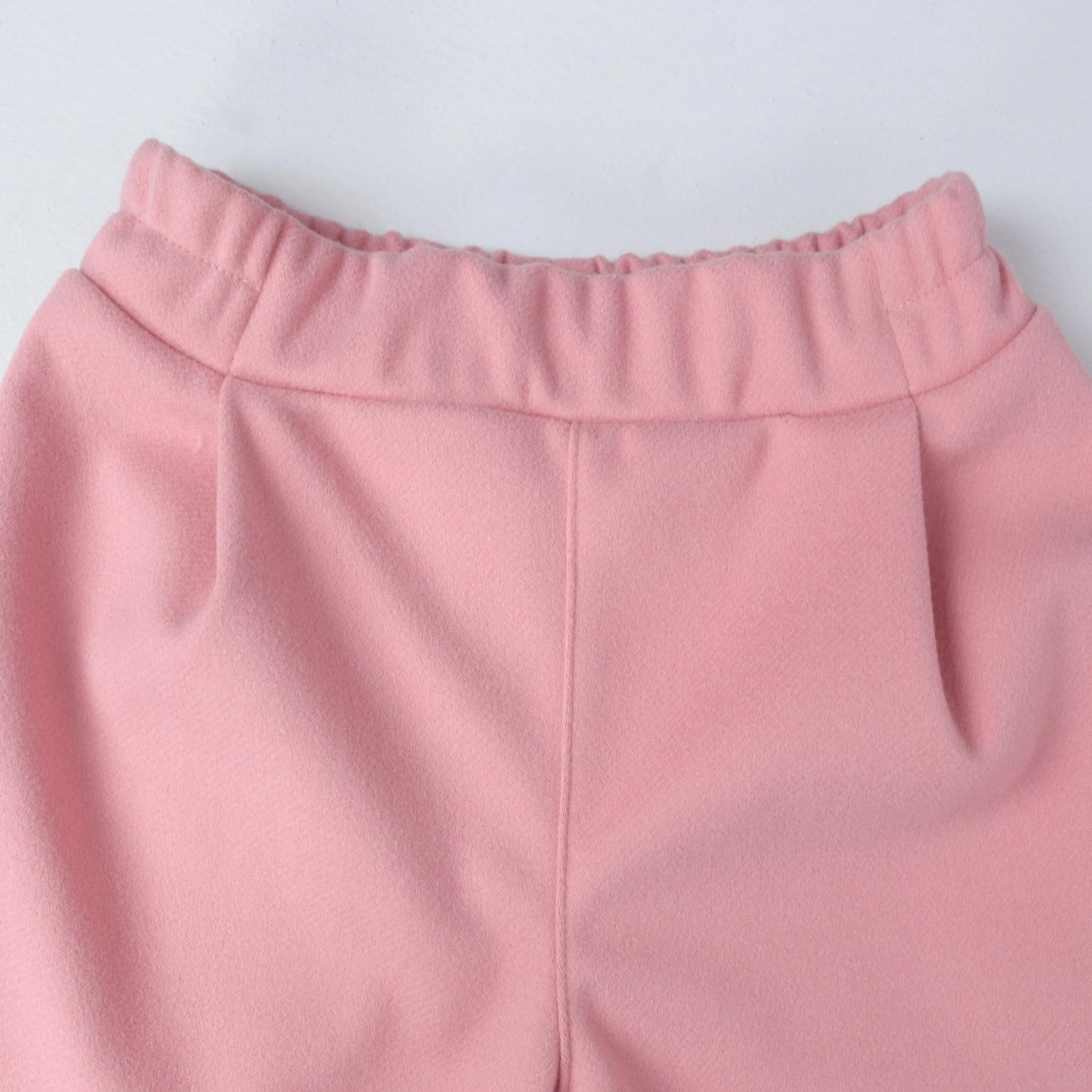 بنطلون بناتي بخصر مطاطي وكسرات أمامية Thumbnail 2