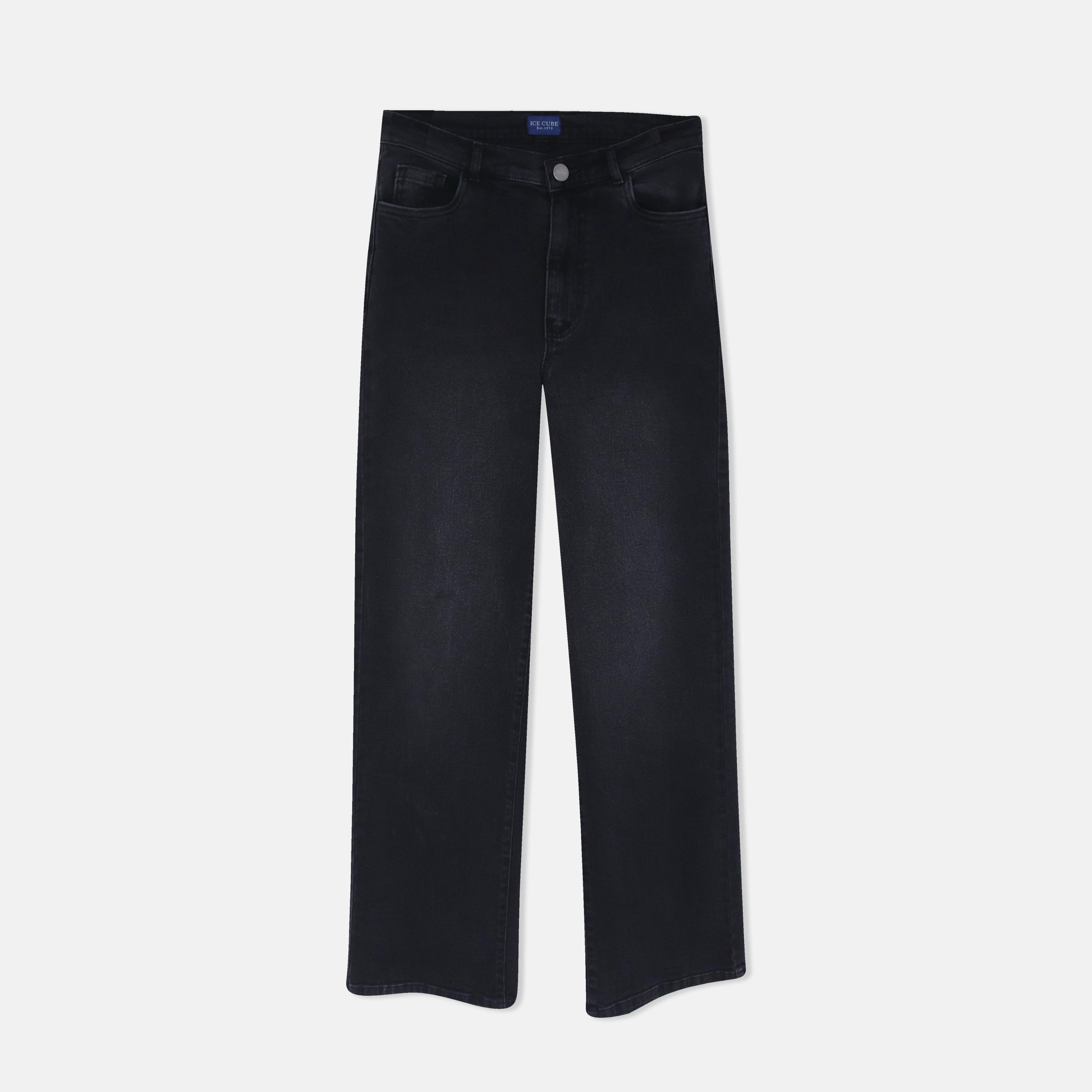 بنطلون جينز نسائي بخصر عالٍ وقصة مستقيمة Thumbnail 1