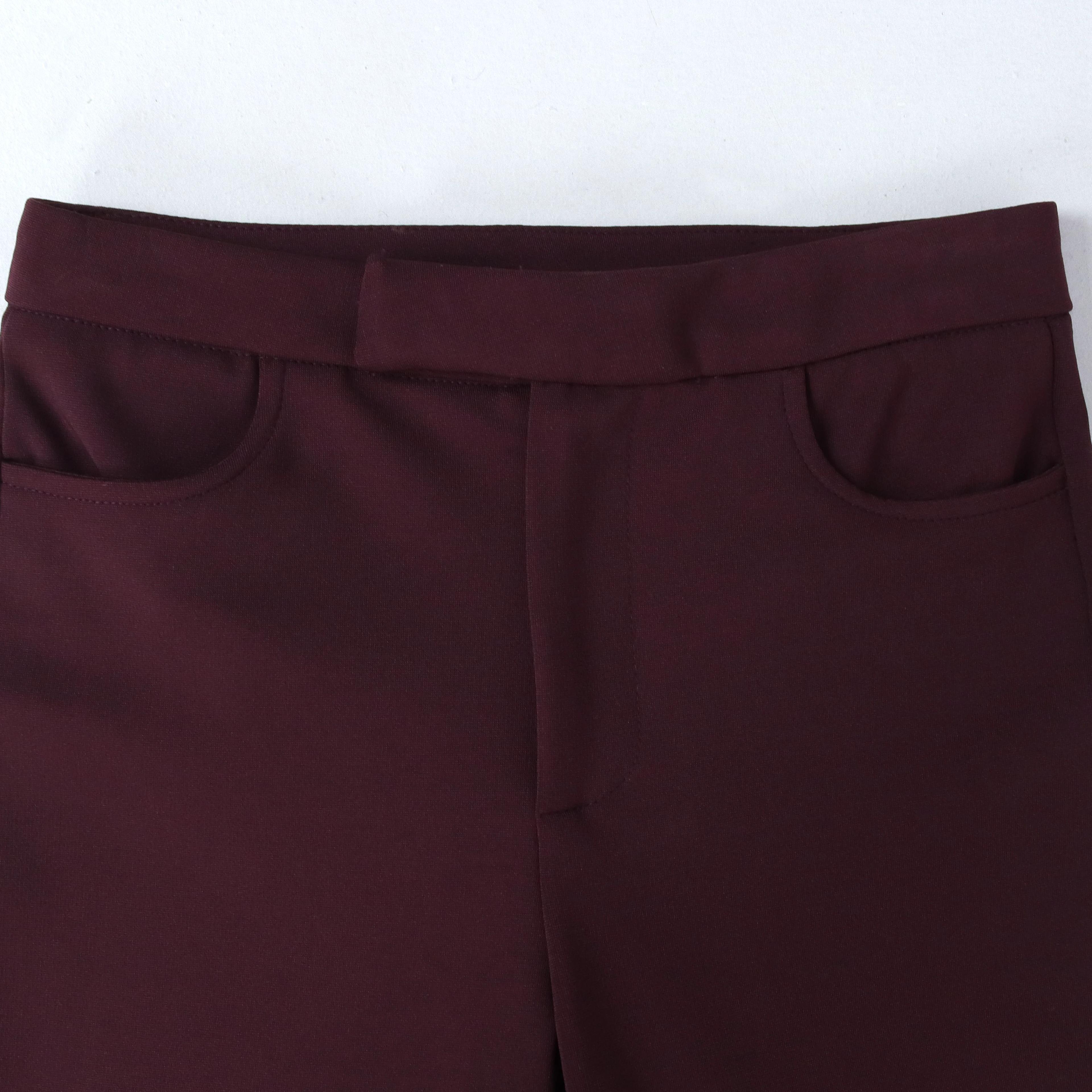 بنطلون رسمي للبنات بقصة مستقيمة ومطاطية - ألوان متعددة Thumbnail 2