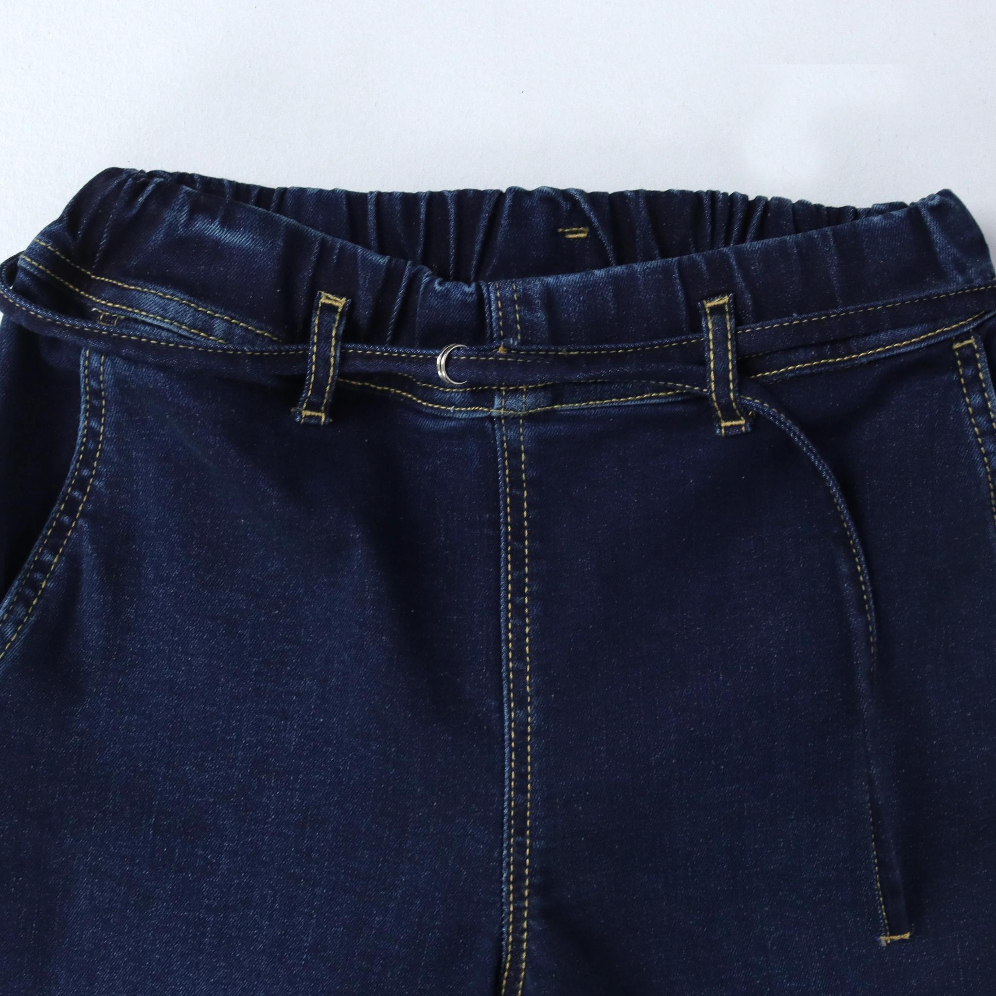 بنطلون جينز واسع الساقين للبنات مزود برباط. media preview 2