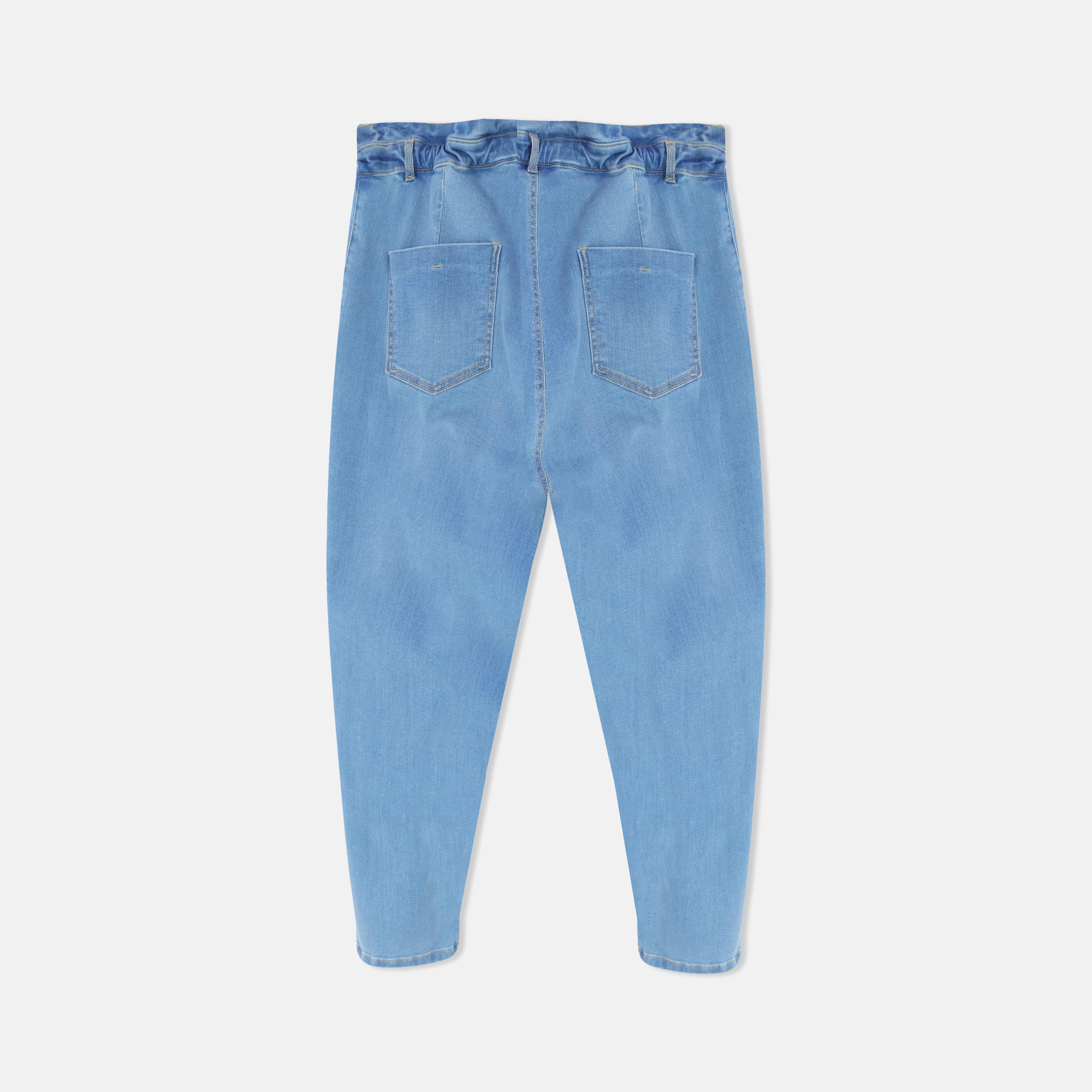 بنطلون جينز نسائي بخصر عالٍ وقصة ضيقة - لون جينز فاتح Thumbnail 4