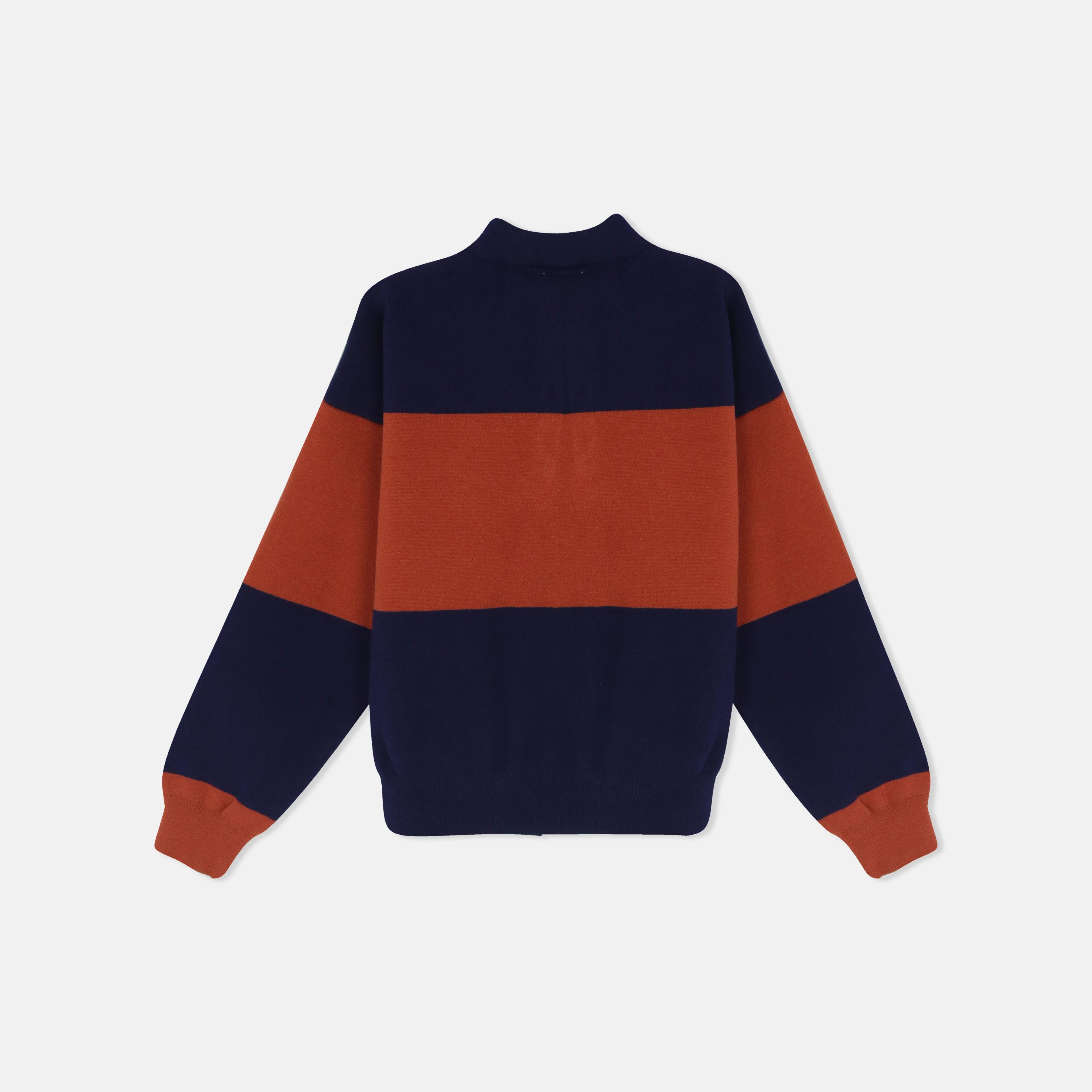 سويت شيرت نسائي محبوك بياقة بولو بألوان متداخلة Thumbnail 3