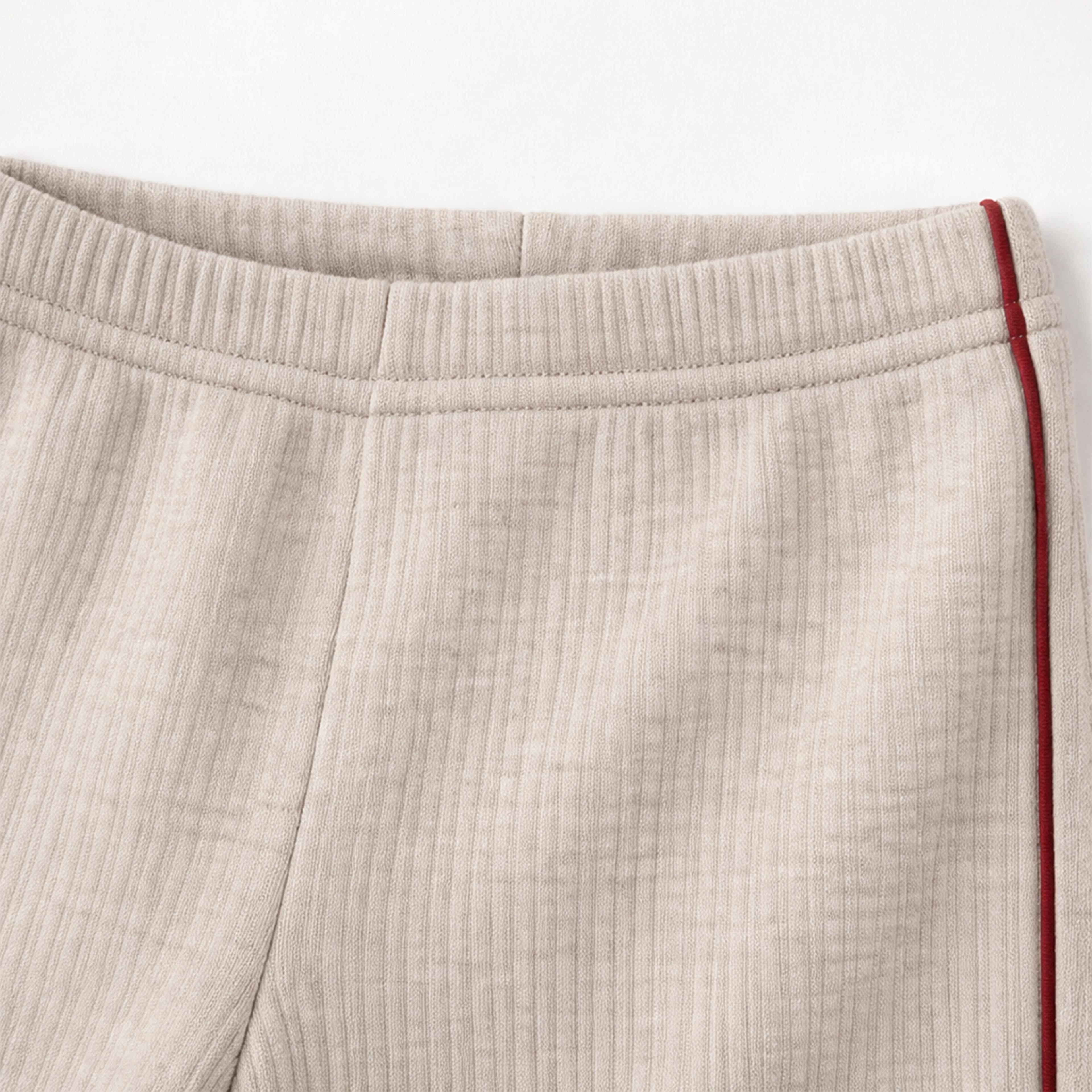 بنطلون ضيق واسع الساقين مضلع بخطوط جانبية للبنات Thumbnail 2