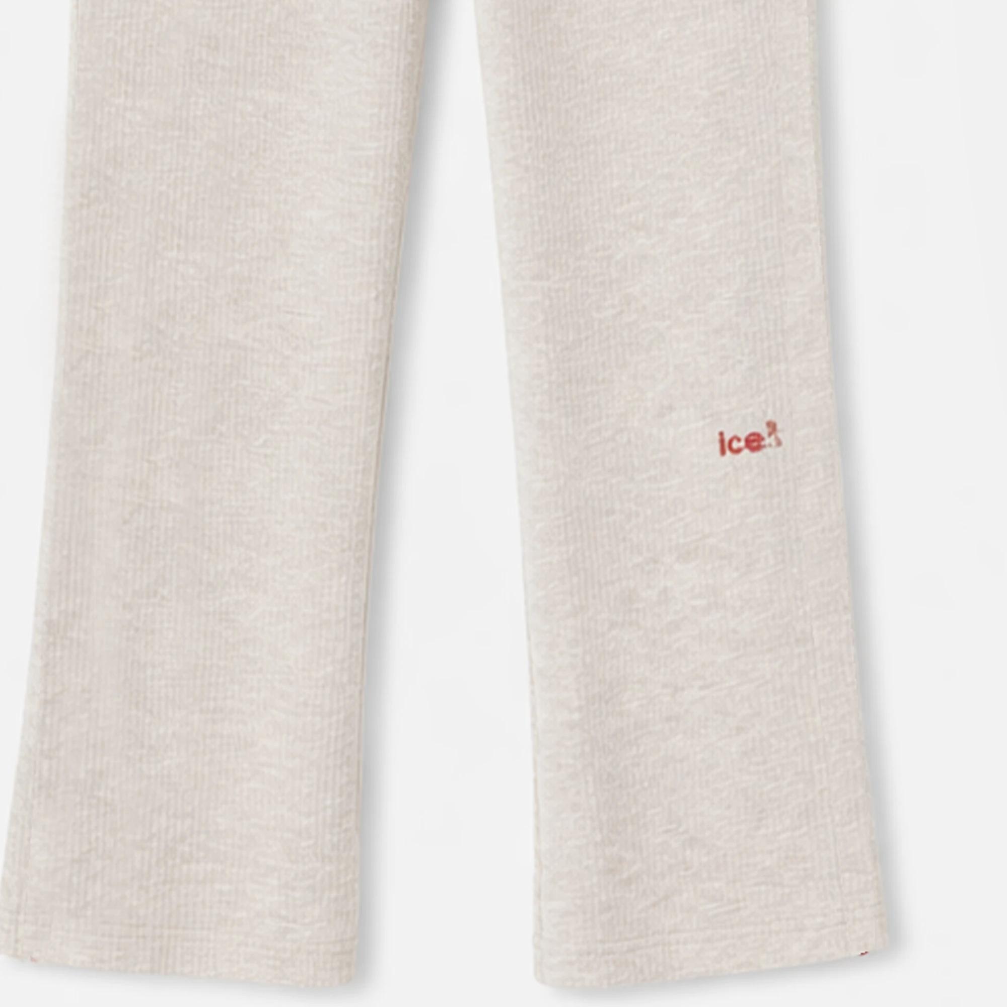 بنطلون ضيق واسع الساقين مضلع بخطوط جانبية للبنات Thumbnail 3