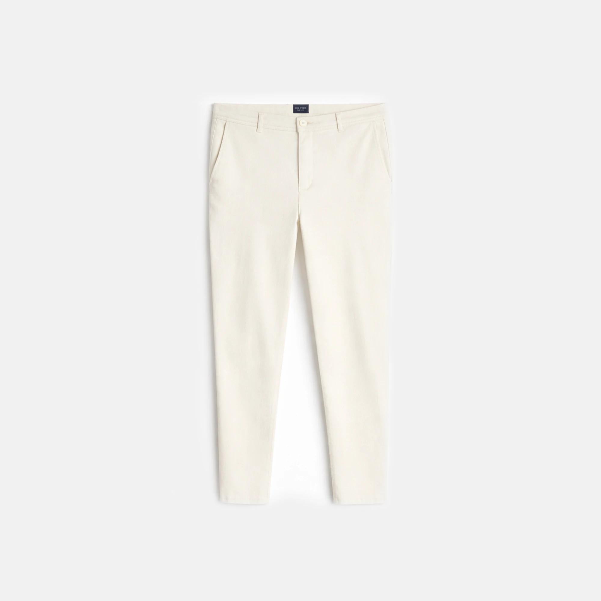 بنطلون تشينو رجالي ضيق مستقيم من القطن المطاطي Thumbnail 1