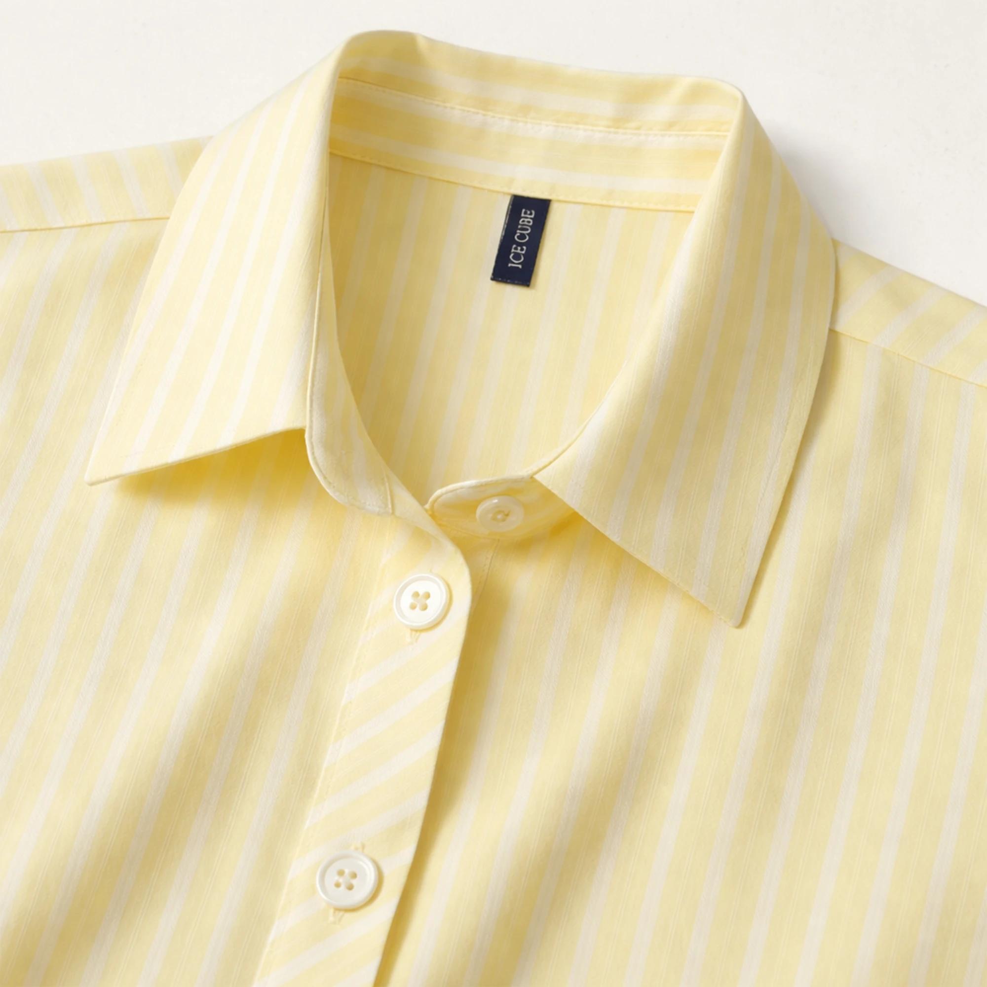 قميص نسائي مخطط بأزرار مخفية Thumbnail 2