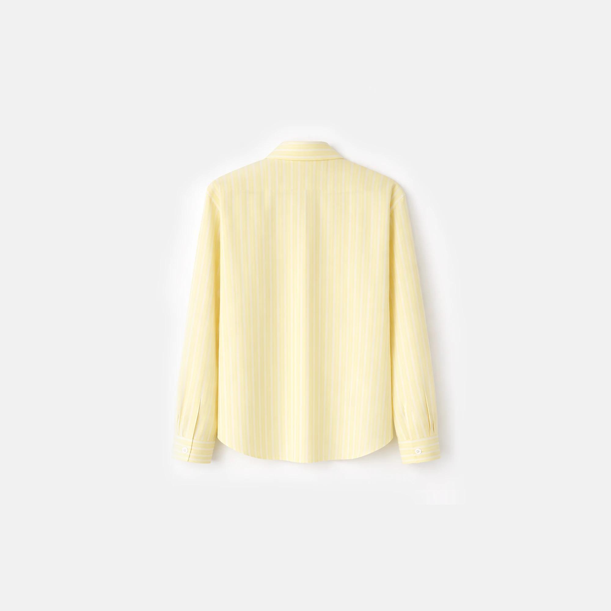 قميص نسائي مخطط بأزرار مخفية Thumbnail 3