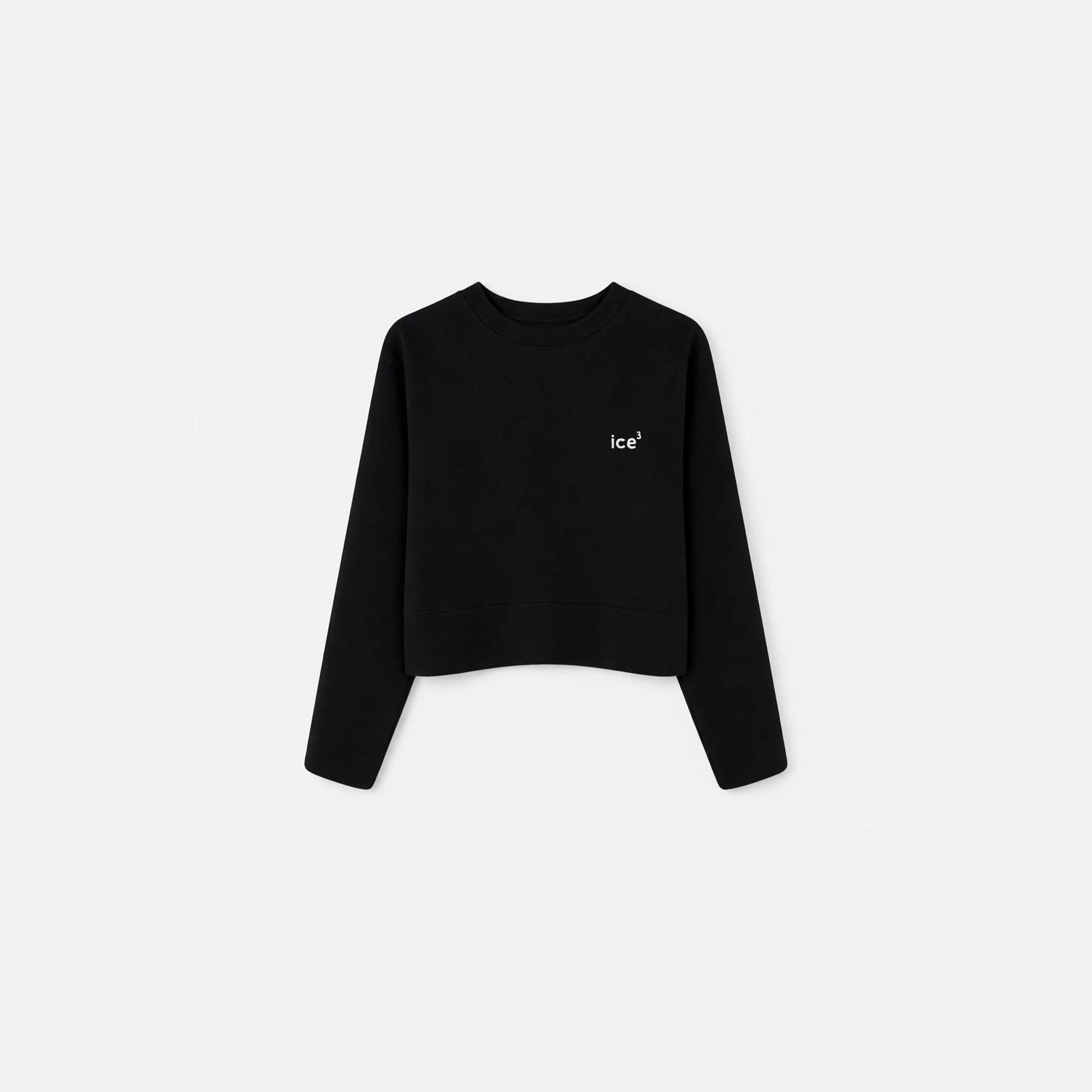 كنزة صوفية مضلعة برقبة دائرية للبنات مع شعار مطرز alternative product image