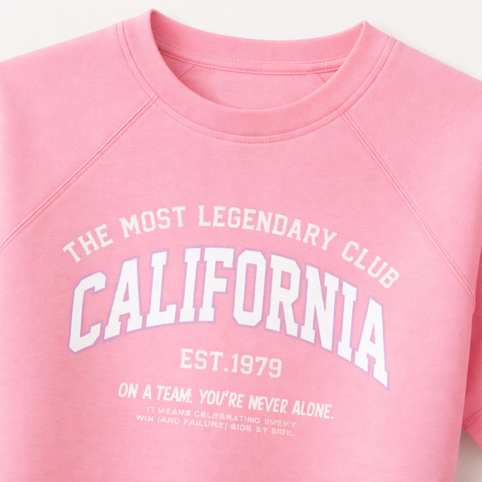 تيشيرت قصير للبنات من كاليفورنيا فارستي – تيشيرت مطبوع بأكمام راجلان media preview 2