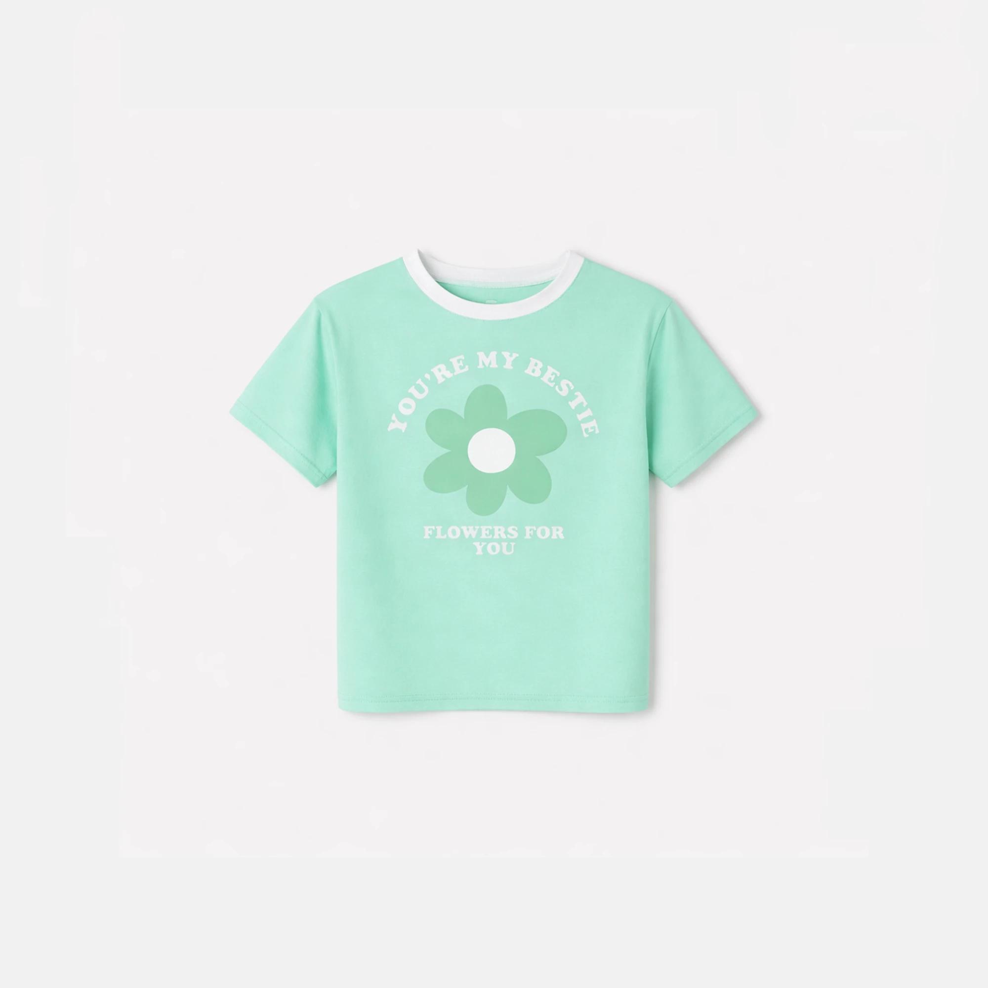 تيشيرت قطني ناعم مطبوع عليه زهور Thumbnail 1