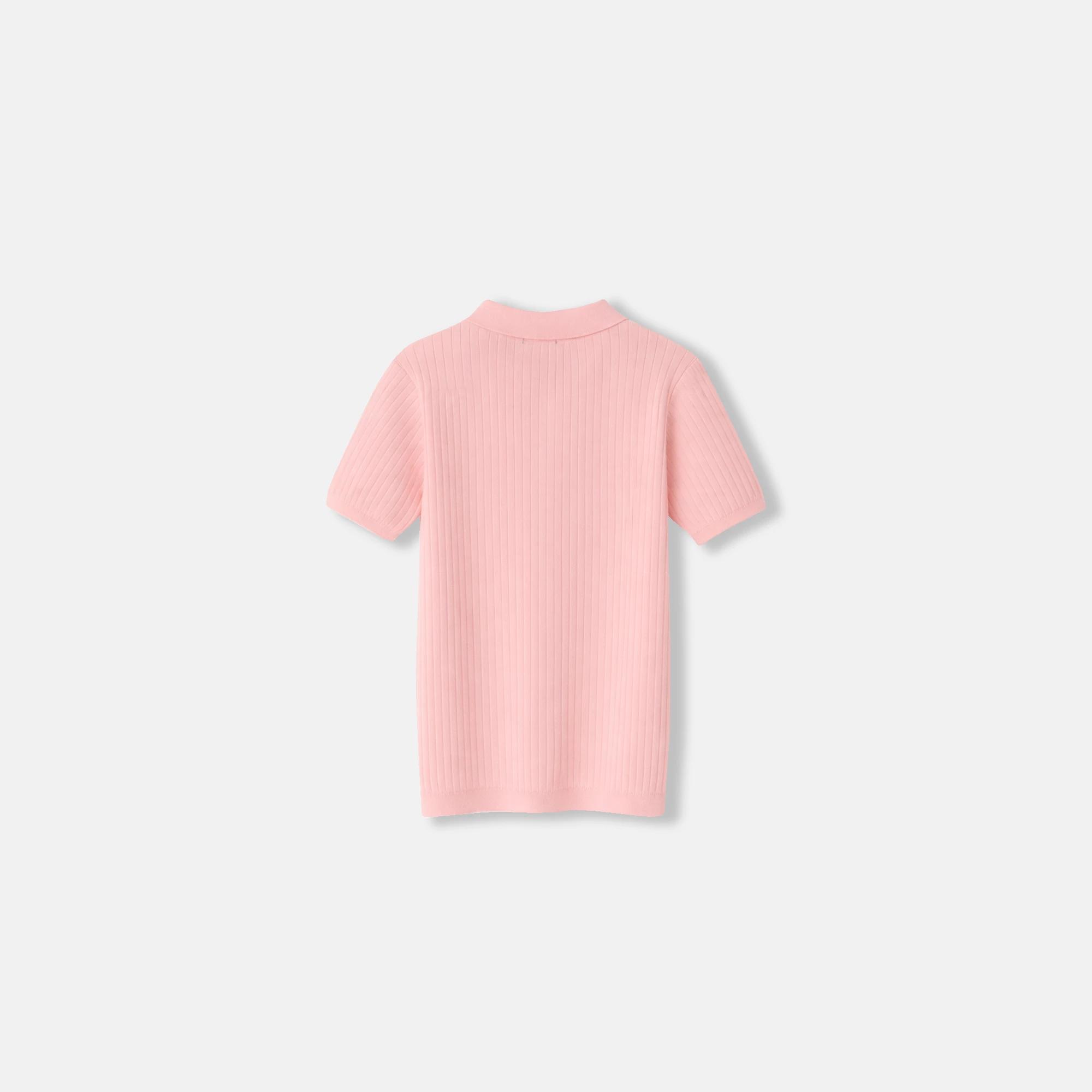 قميص بولو نسائي قصير الأكمام محبوك media preview 3