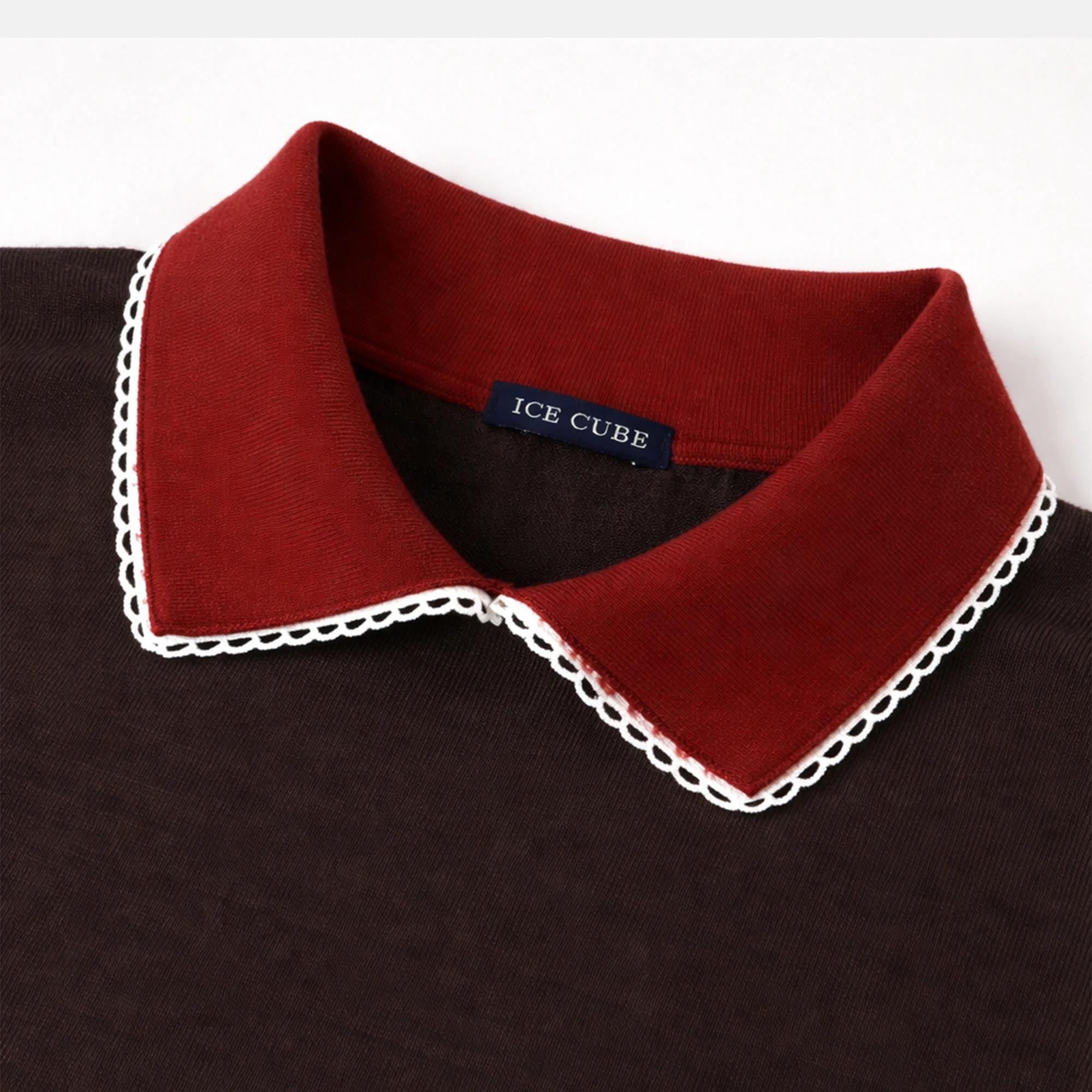 كنزة بولو نسائية محبوكة بياقة متباينة Thumbnail 2