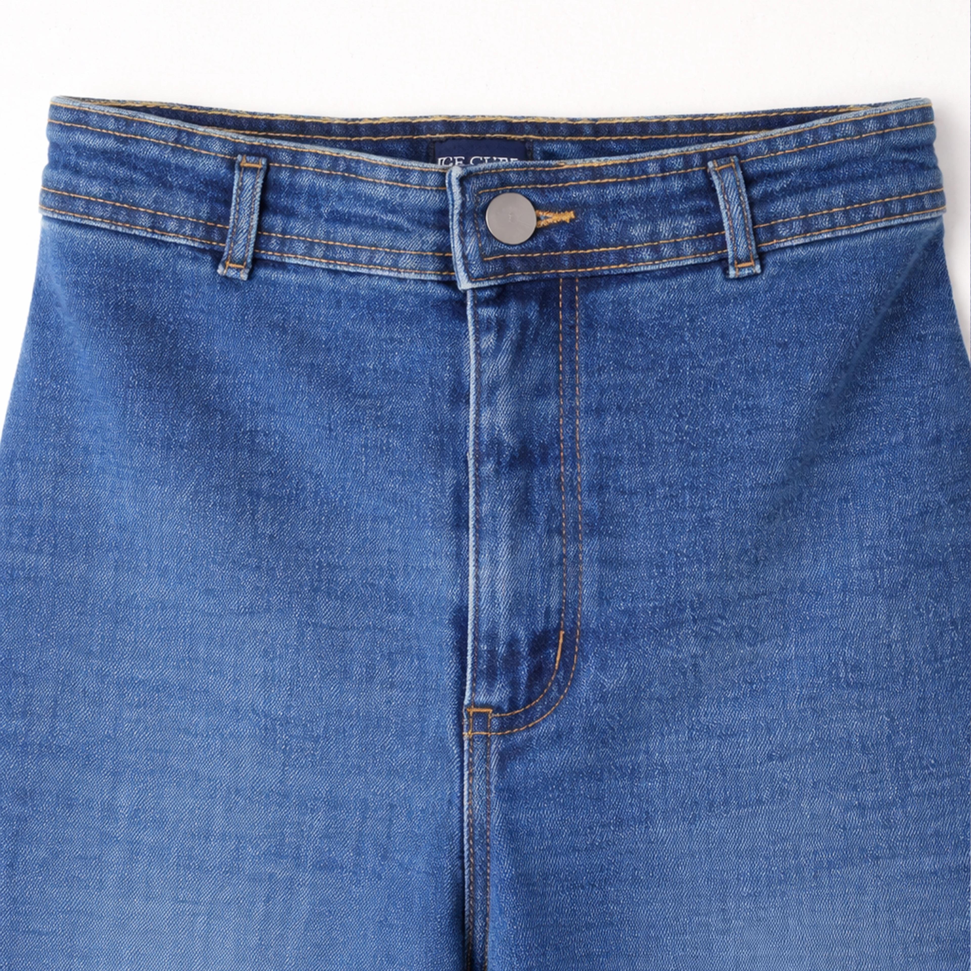 بنطلون جينز نسائي واسع الساقين وعالي الخصر Thumbnail 2