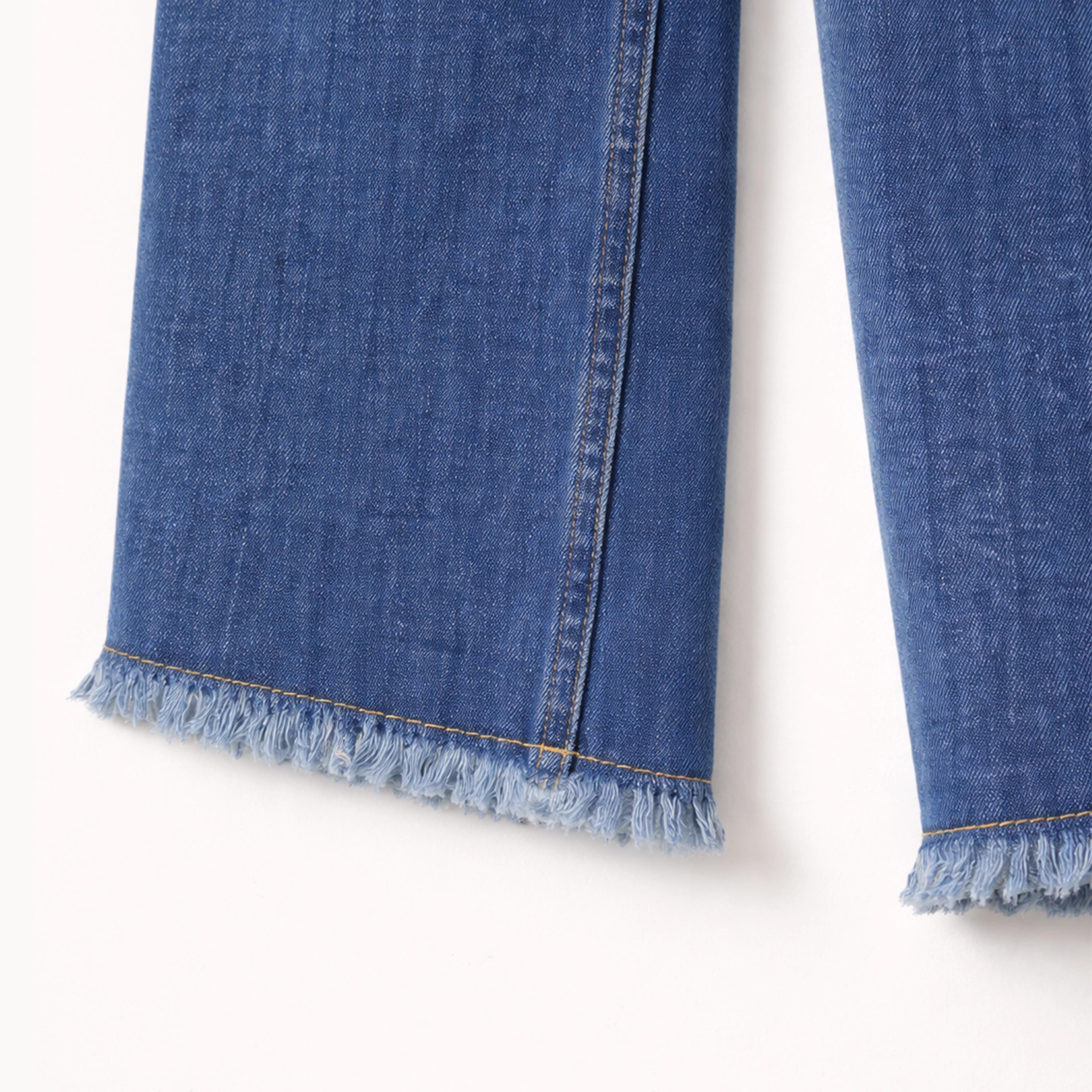 بنطلون جينز نسائي واسع الساقين وعالي الخصر Thumbnail 4