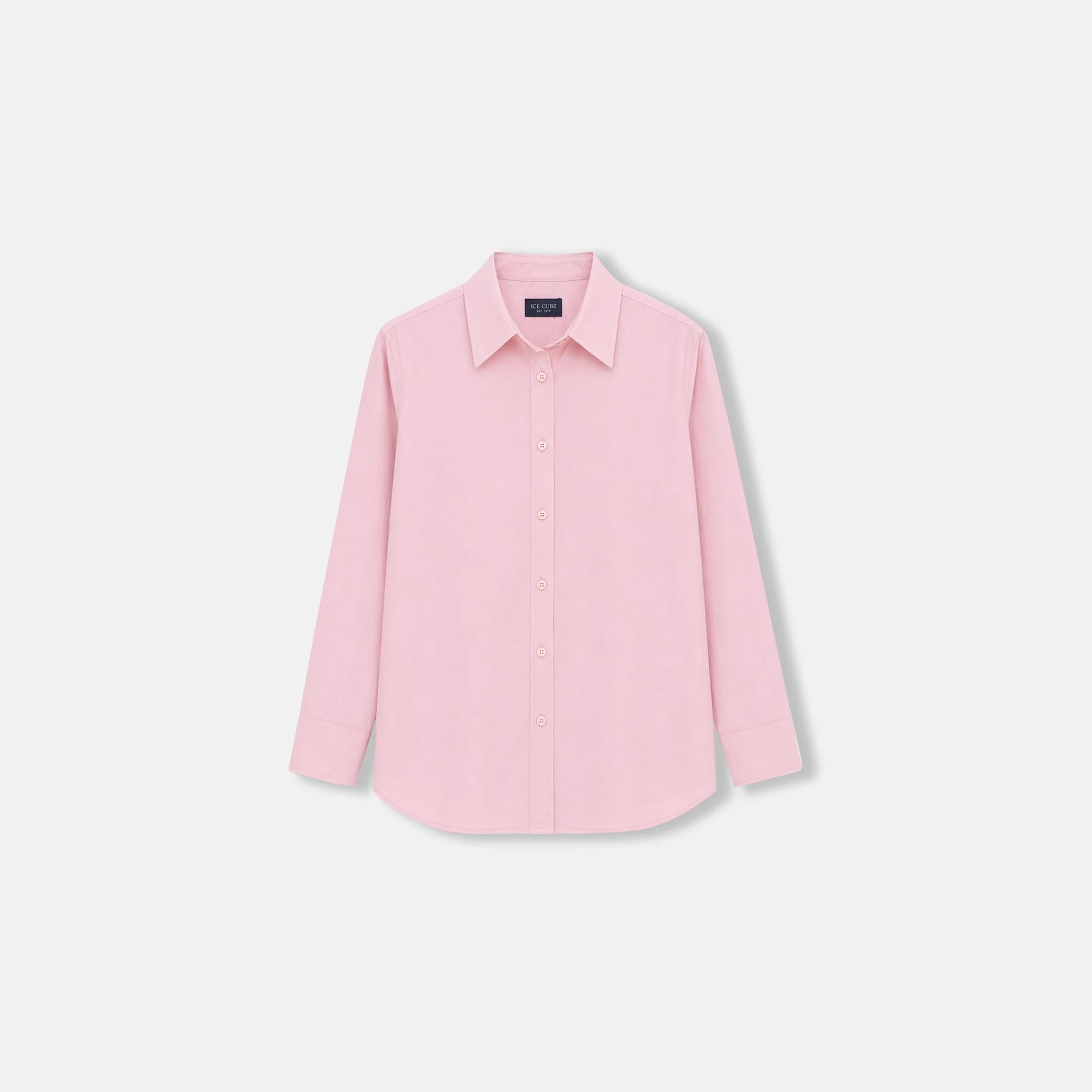 قميص نسائي كلاسيكي بأزرار من قماش البوبلين القطني Thumbnail 1