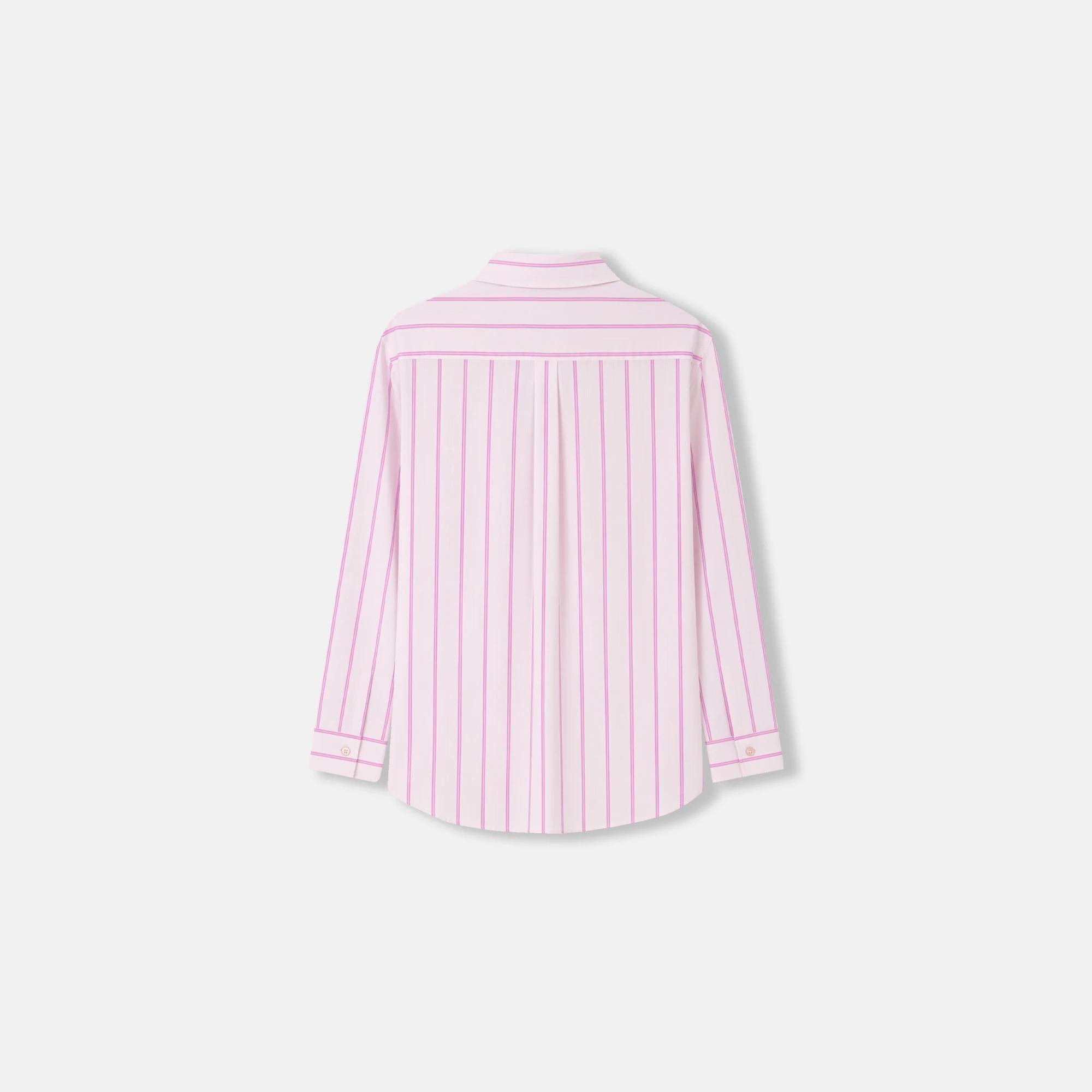 قميص نسائي مخطط بأزرار وخطوط عمودية media preview 3