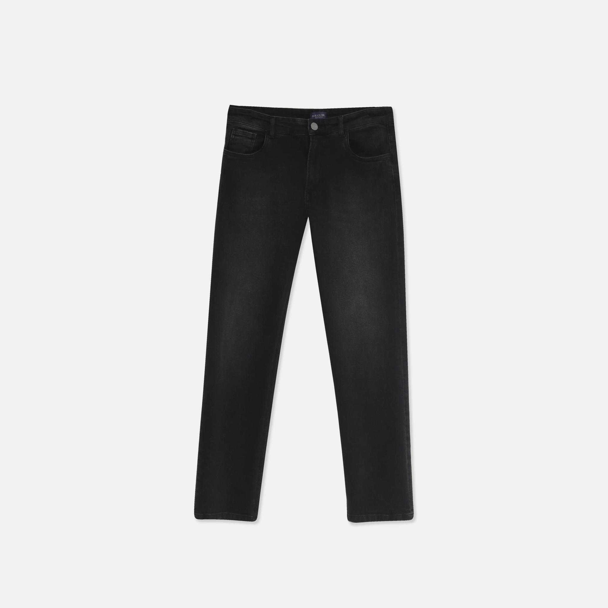 بنطلون جينز أسود مطاطي للرجال product image