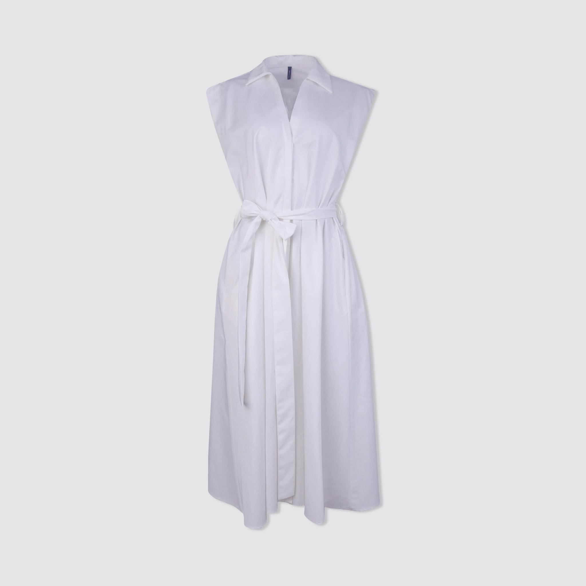 فستان نسائي أنيق بياقة مع رباط خصر ذاتي product image