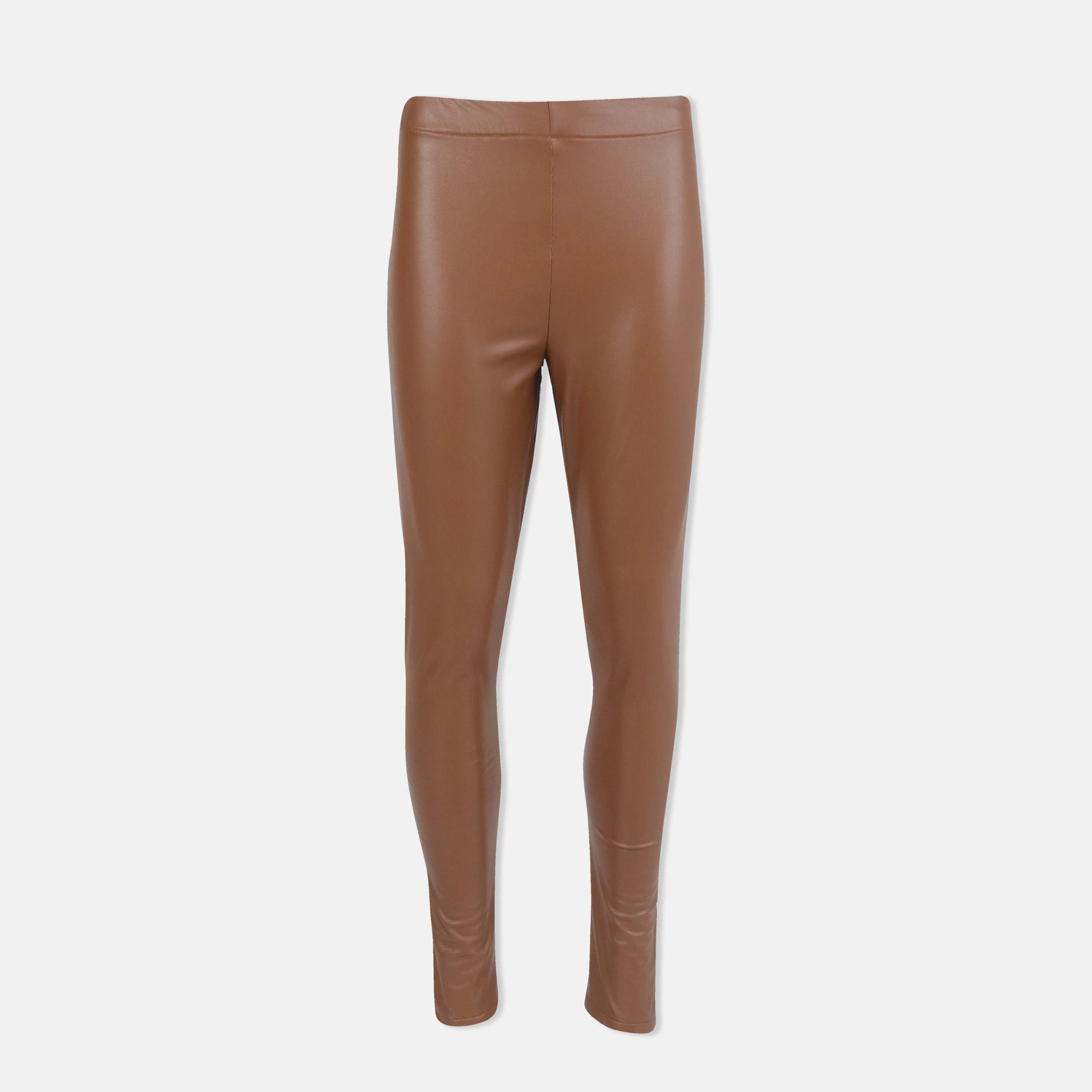 بنطال ضيق من الجلد الصناعي سهل الارتداء مع قماش مطاطي product image