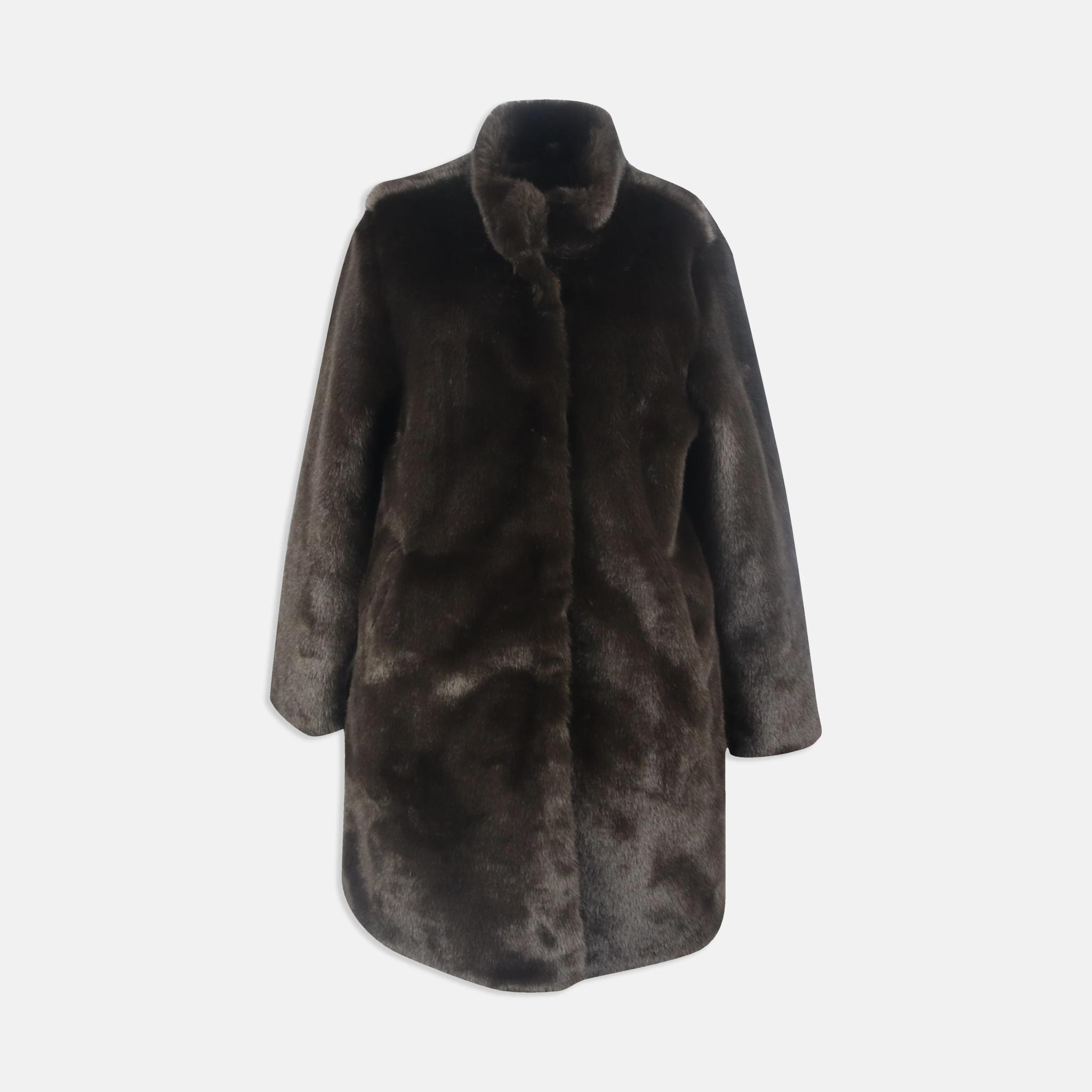 معطف من الفرو الصناعي من البوليستر مع ياقة عالية product image