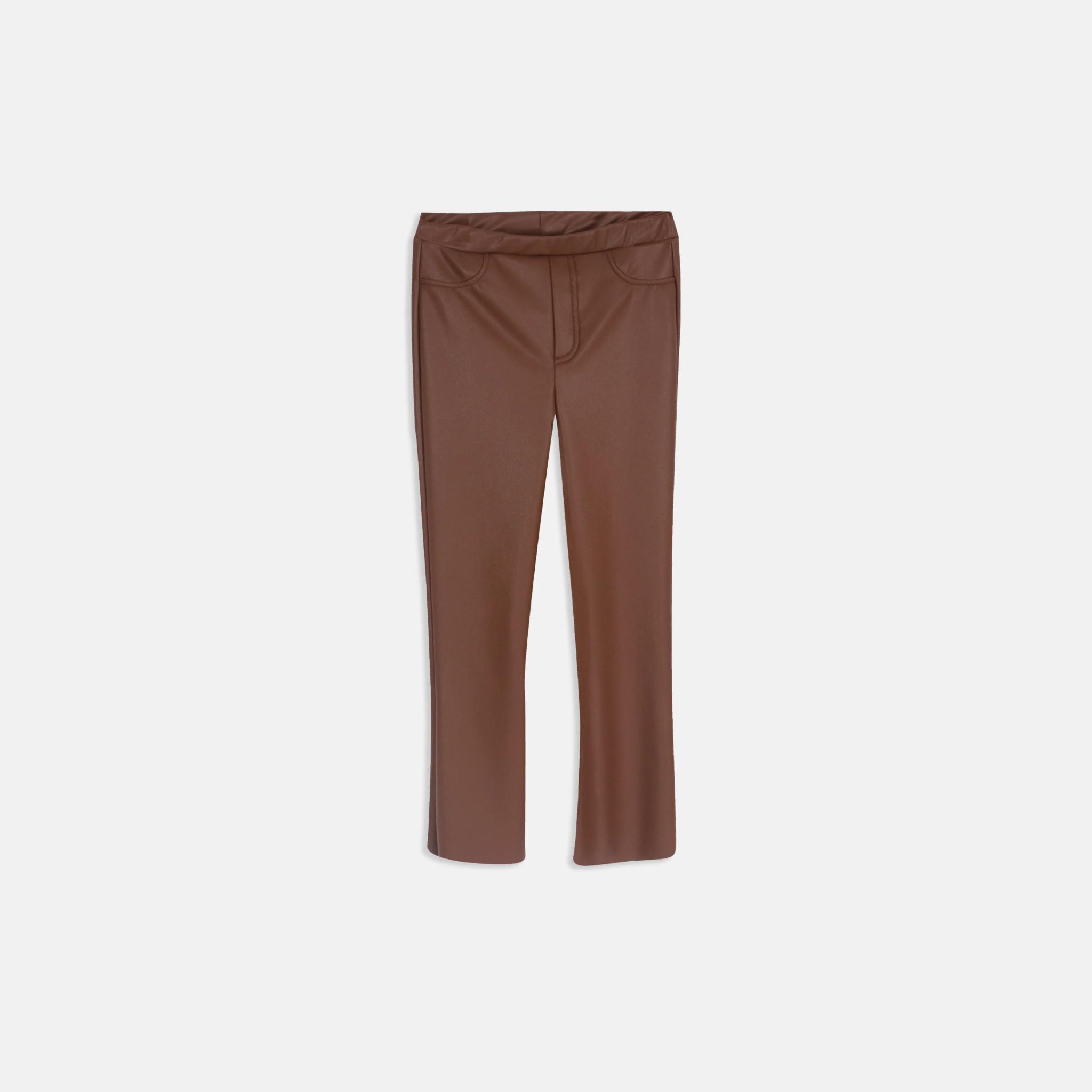 بنطال ليجنز مطاطي بمظهر الجلد الصناعي للفتيات product image