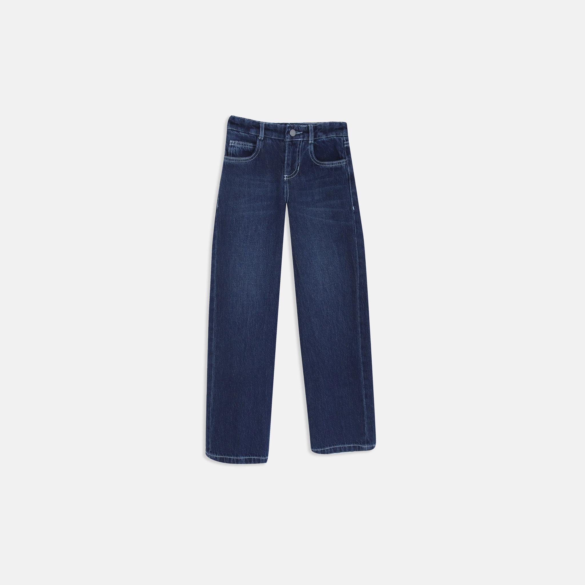 بنطلون جينز واسع الساق بتصميم كلاسيكي للفتيات product image