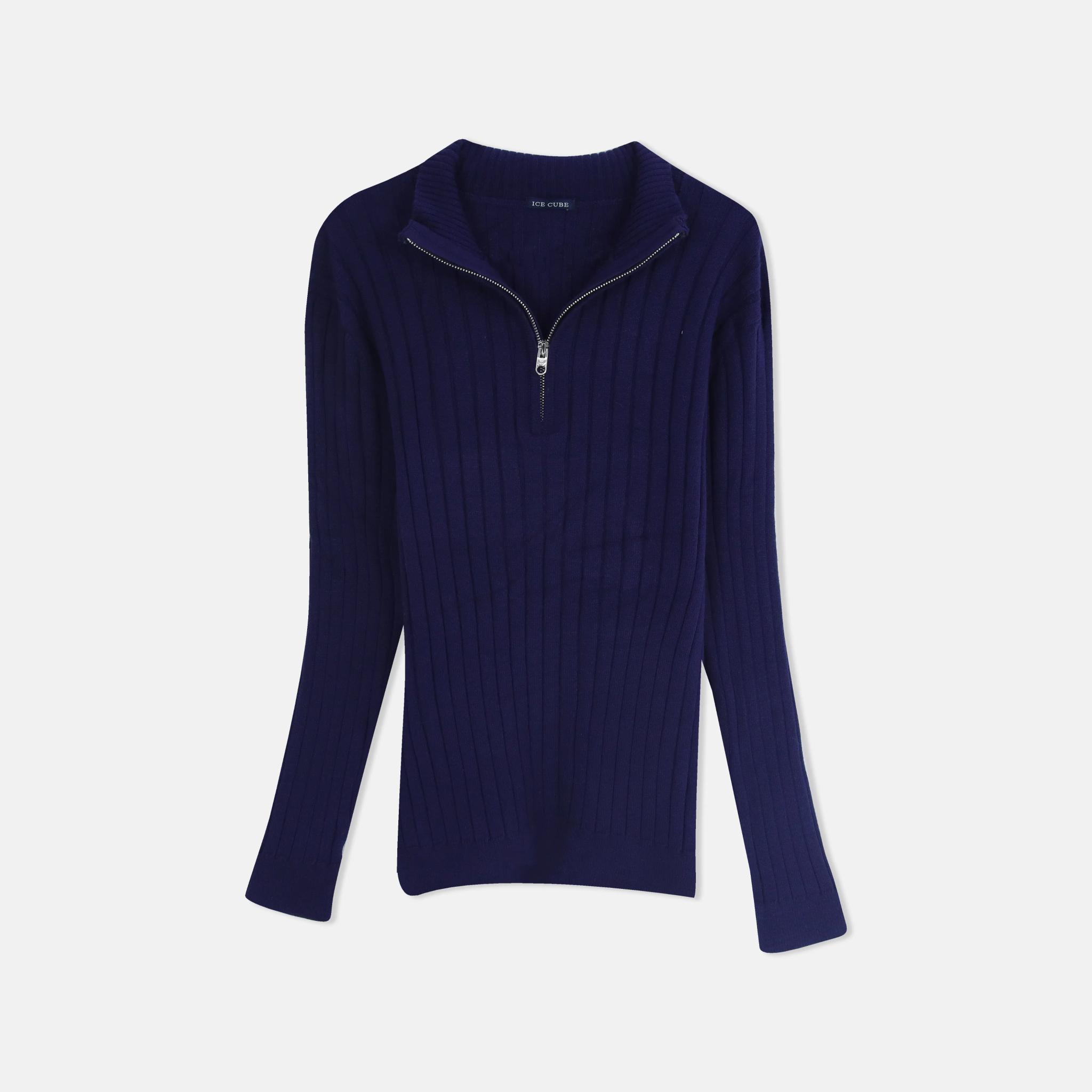 سترة رجالية محبوكة بنصف سحاب مضلع product image