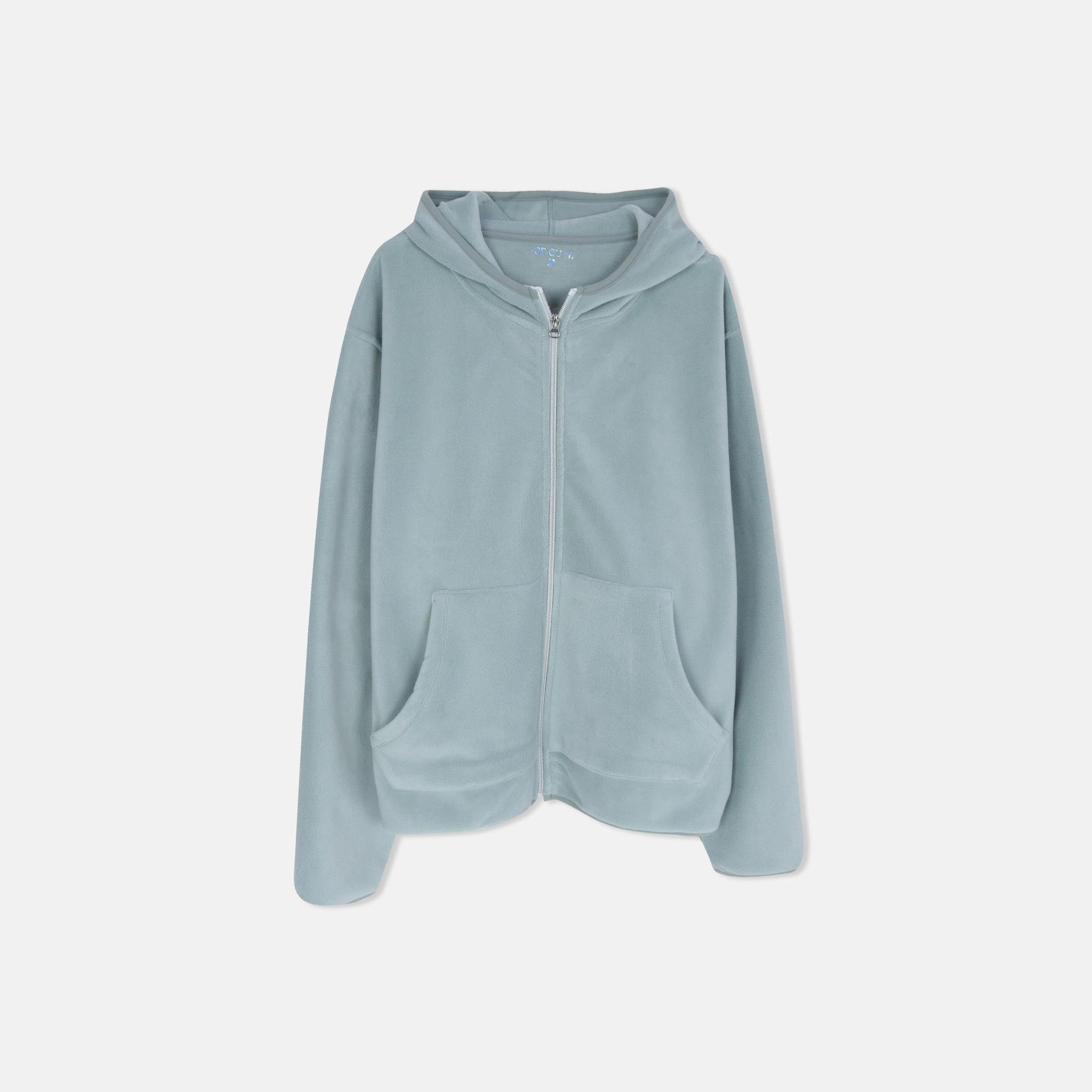 جاكيت نسائي مخملي بسحاب وغطاء رأس product image