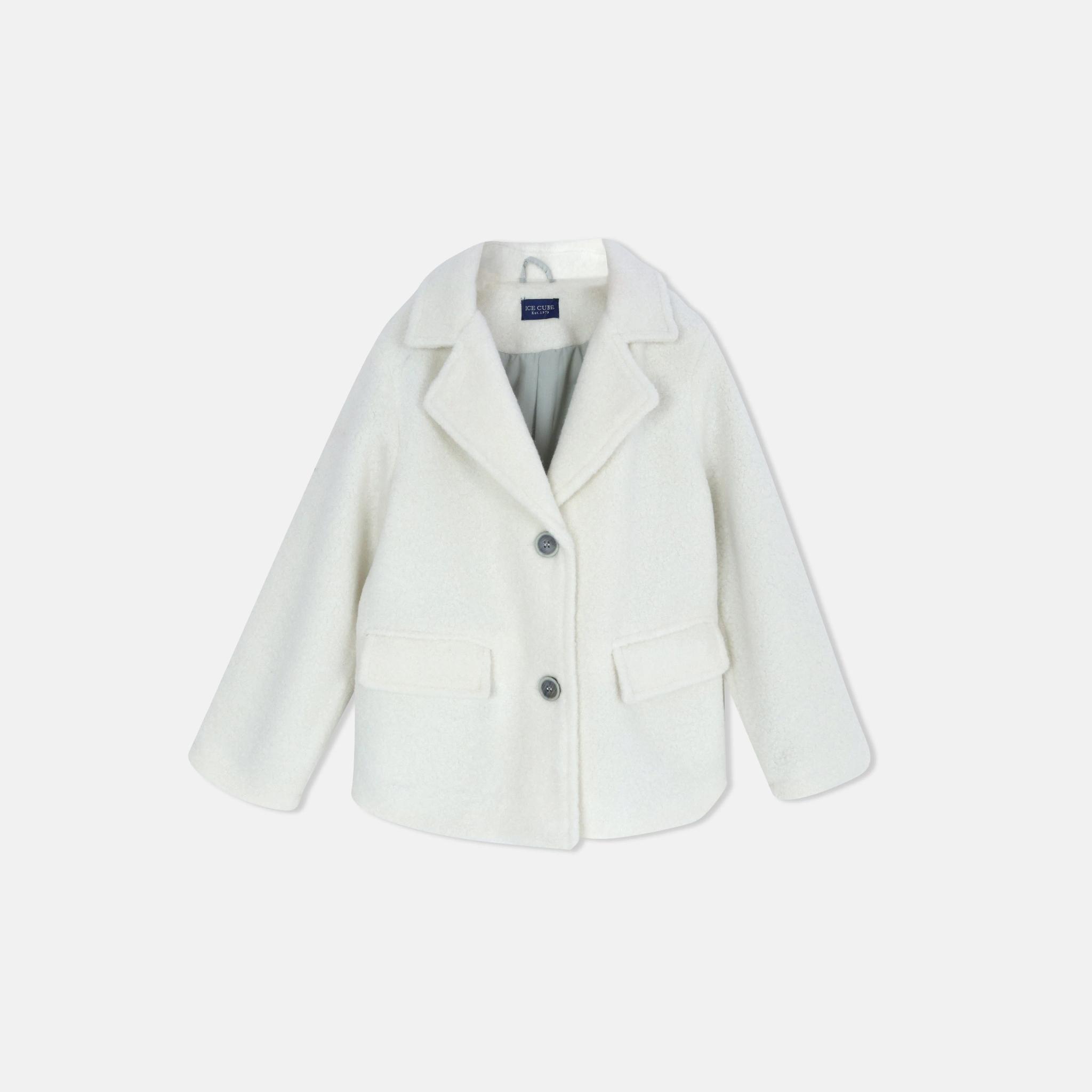 جاكيت صوف للبنات بياقة وأزرار أمامية. product image