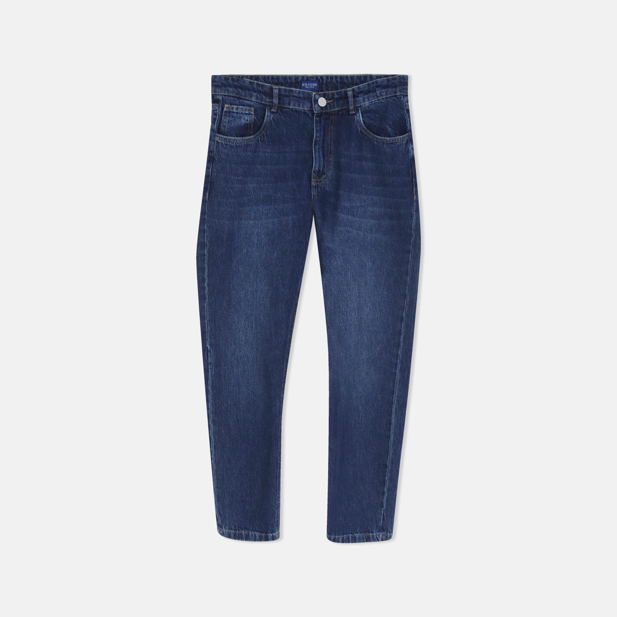 بنطلون جينز رجالي بقصة مستقيمة باللون الأزرق الداكن product image